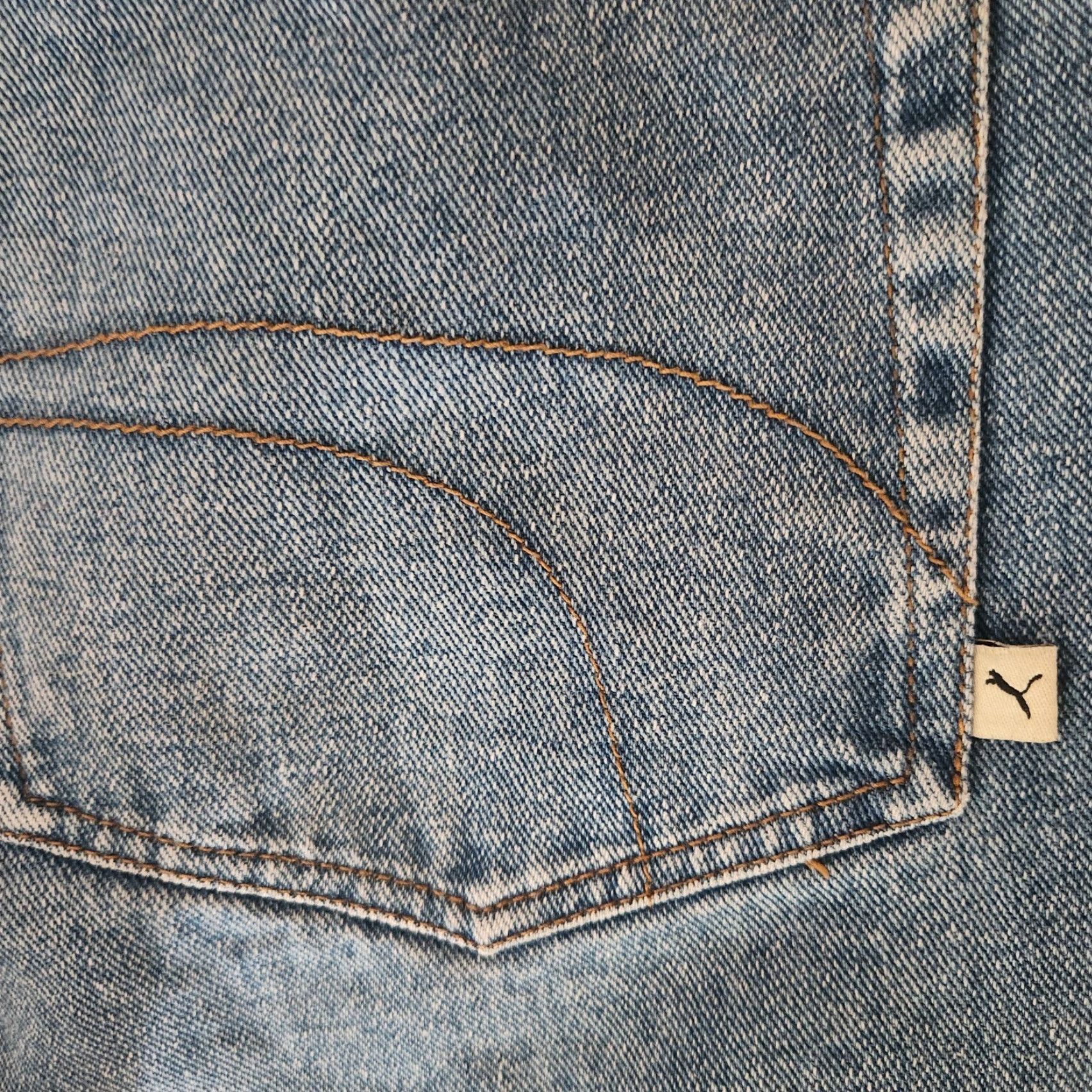 Puma VINTAGE PUMA Jeans Men's 33x33 Y2K Light Wash Hip Hop Skater Street Wear Jeans 33 in Inseam 5-Pocket Denim Cotton Blue Regular Men Size US 33 - 4 Thumbnail
