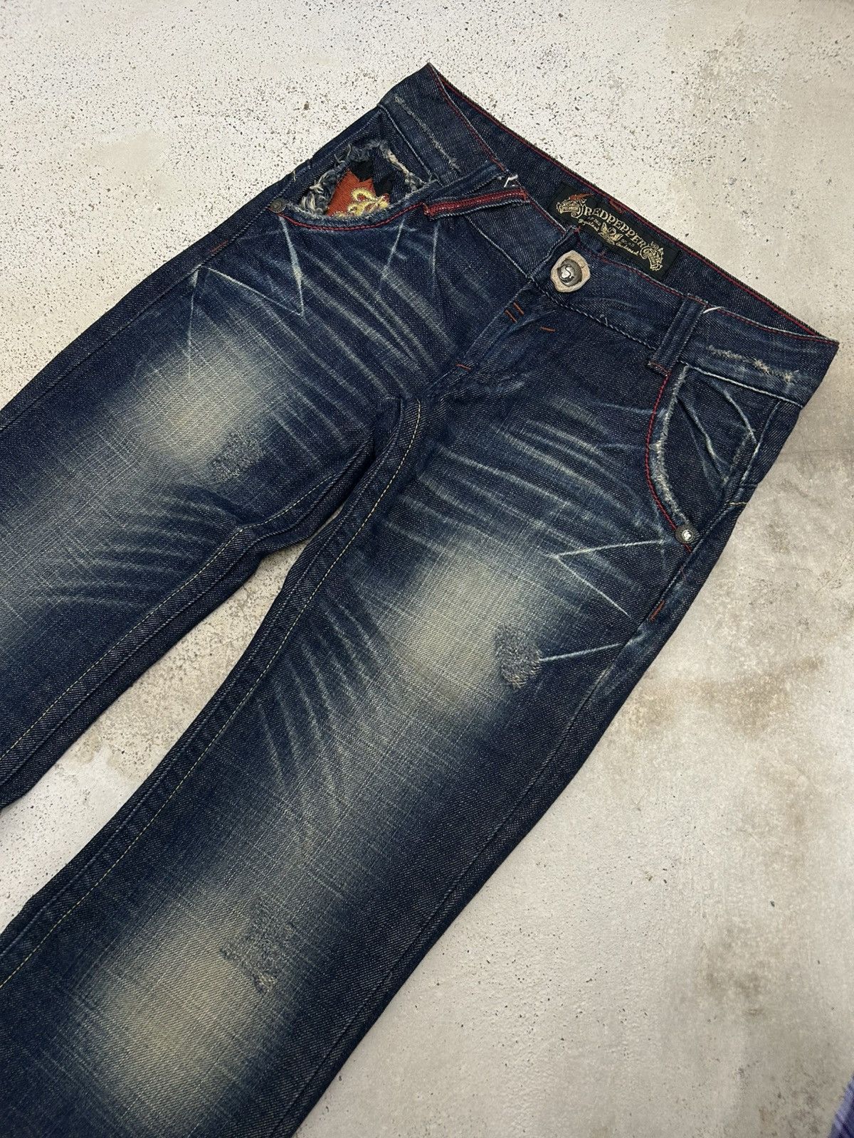 Hysteric Glamour Flare Red Pepper Japan Jean Patches Distressed Embroidery Size US 30 / EU 46 - 5 Thumbnail