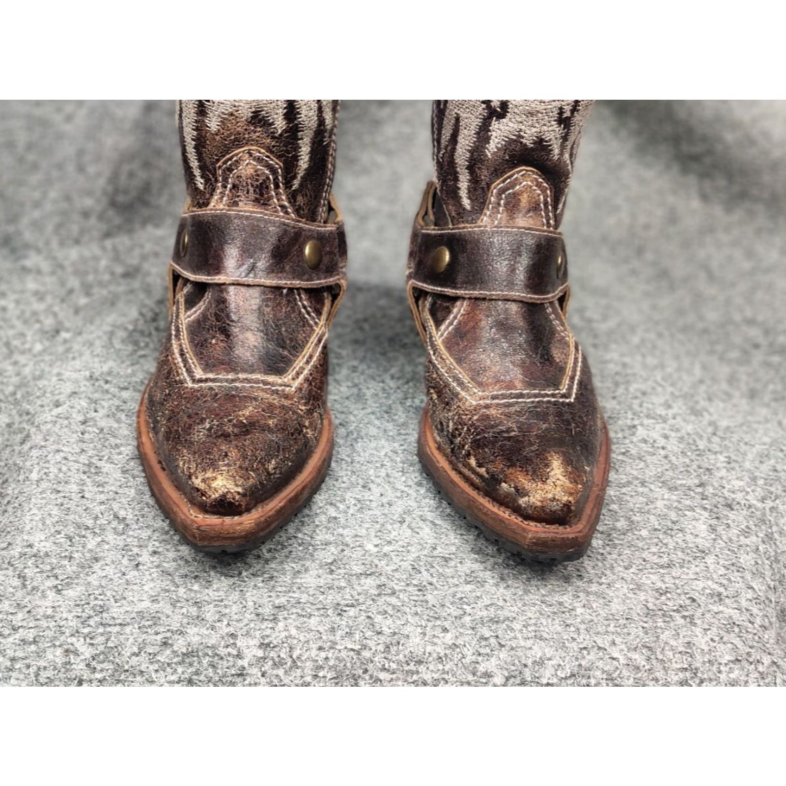 Vintage VINTAGE Sancho Boots Barbados Leather Embroidered Logo Buckle Boot Women 6 Brown 90s Size US 6 / IT 36 - 6 Thumbnail