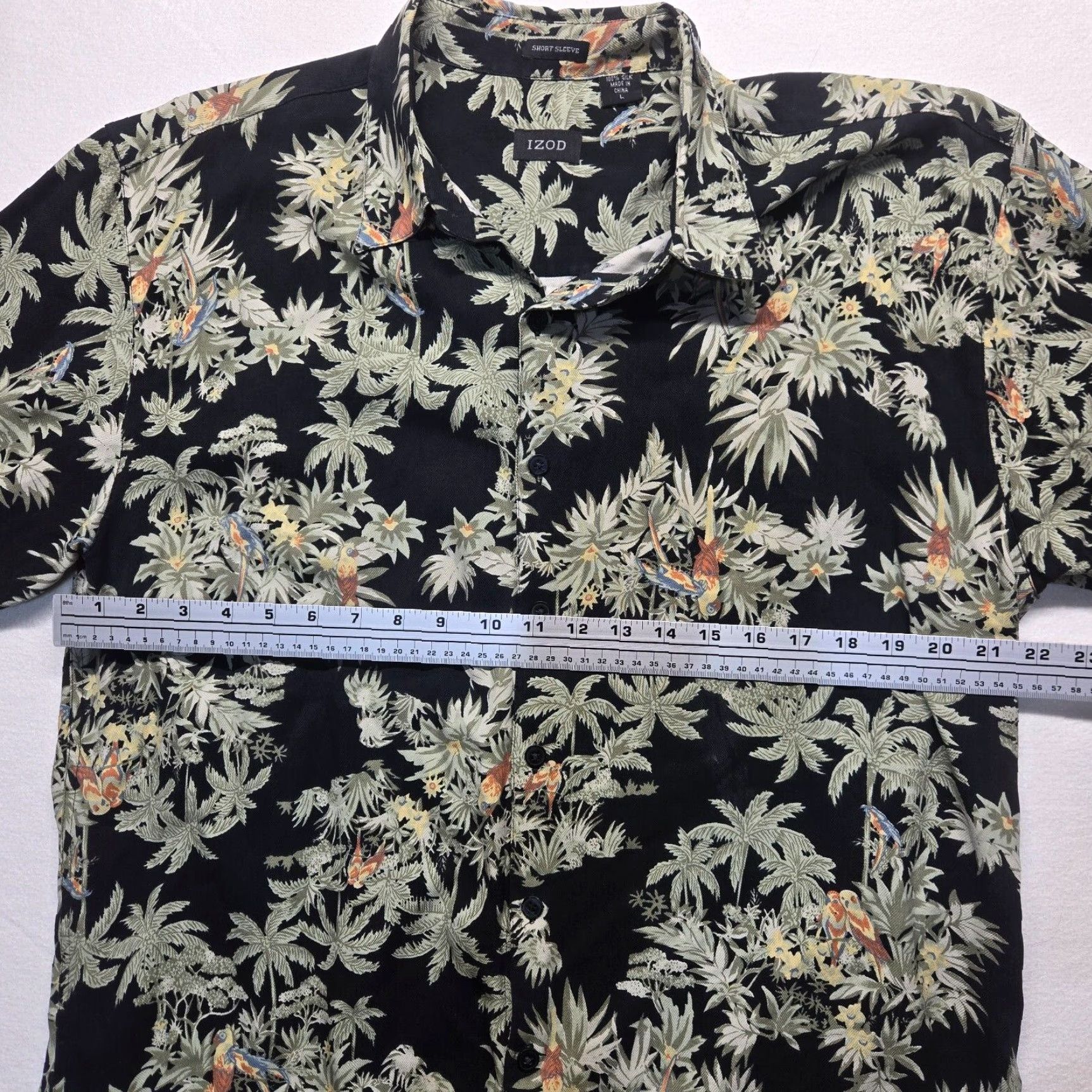 Izod IZOD GOLF Hawaiian Shirt Black Floral Print Button-Up Adult Men's Large Size US L / EU 52-54 / 3 - 4 Thumbnail