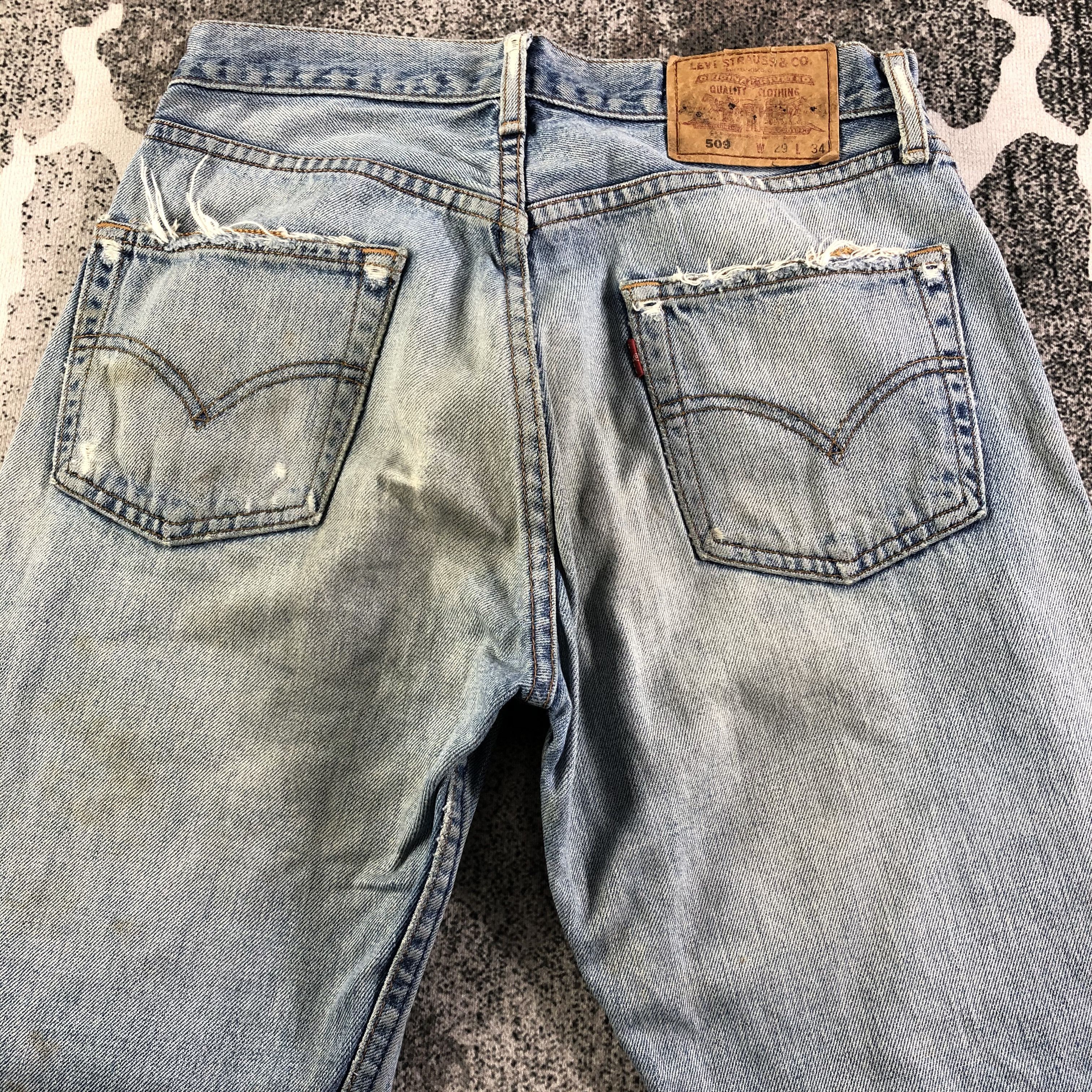 Levi's Distress Vintage Levis 509 Jeans Dirty Wash Denim KJ2216 Size US 29 - 4 Thumbnail