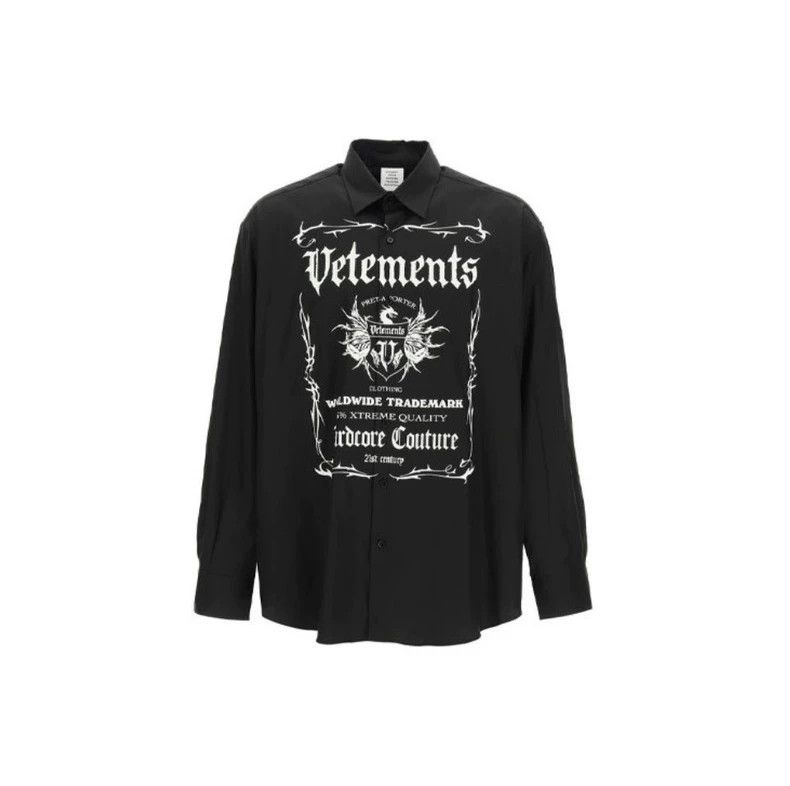 Vetements Vetements Letter Printed Collar Long Sleeve Shirt Men's Bl Size US XL / EU 56 / 4 - 1 Thumbnail