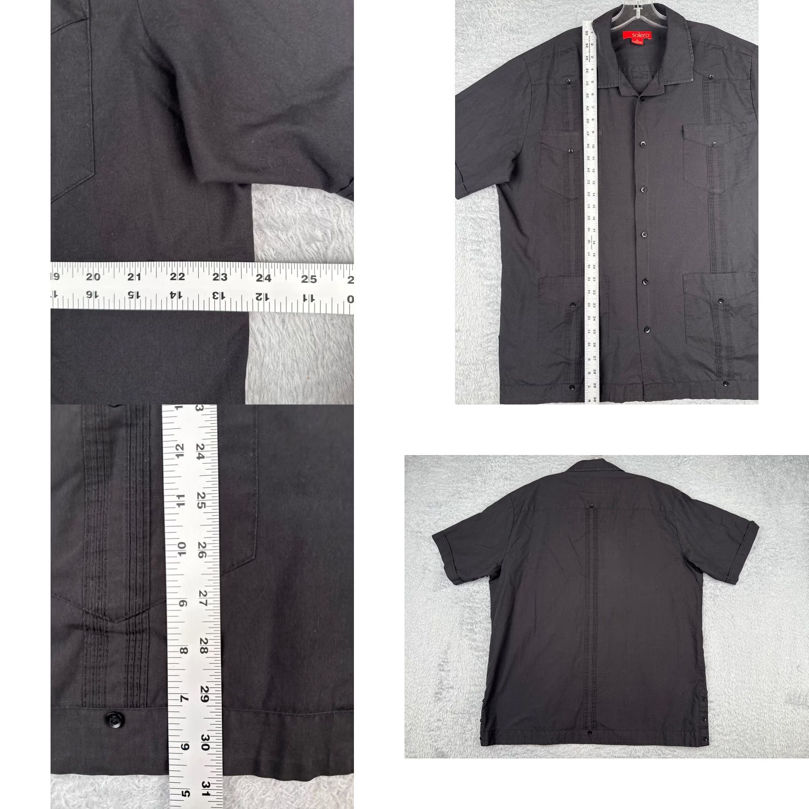 Vintage VINTAGE Solero Guayabera Shirt Adult XL Black Polyester Blend 4 Pocket Button-Up Short Sleeve Mens Size US XL / EU 56 / 4 - 8 Thumbnail