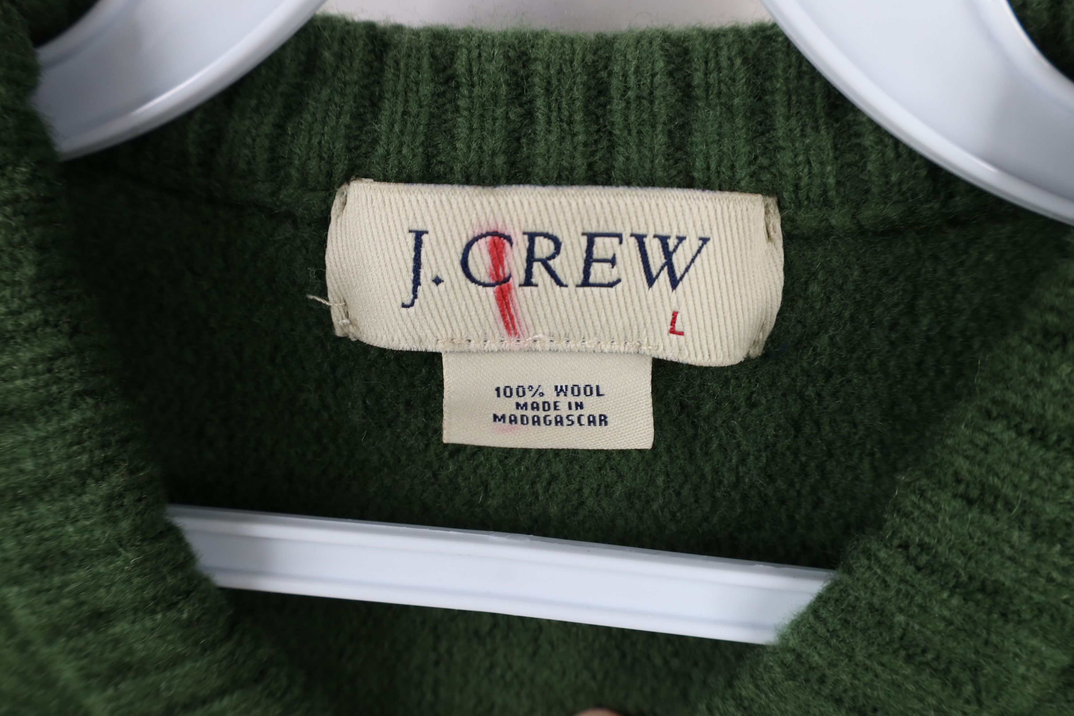 J.Crew × Vintage Vintage 90s J Crew Blank Wool Knit V-Neck Sweater Green Size L / US 10 / IT 46 - 4 Thumbnail