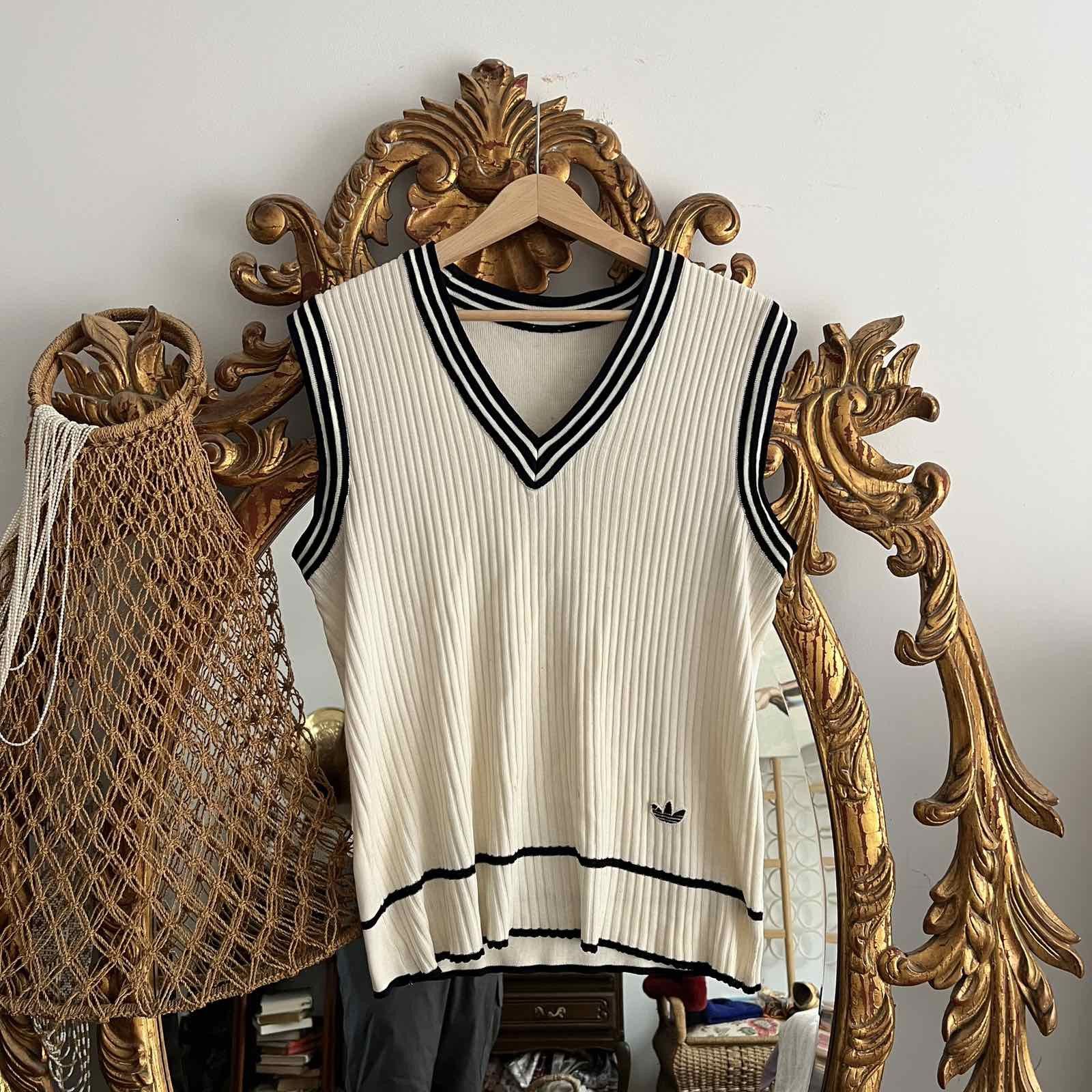 Vintage VINTAGE 1980s ADIDAS KNIT VEST MENS made West Germany Size US L / EU 52-54 / 3 - 1 Thumbnail