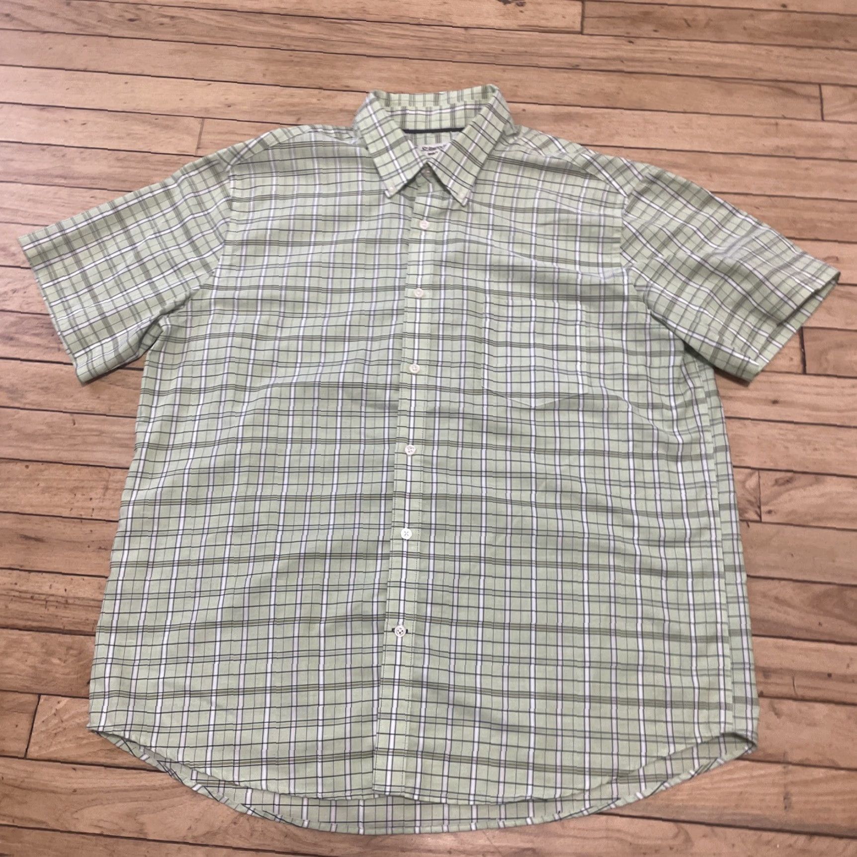 Vintage VINTAGE St. Johns Bay Button-Up Shirt Men XL Green Plaid Short Sleeve Y2K Streetwear Casual Wrinkle Free Iron Free Button-Down Size US XL / EU 56 / 4 - 2 Thumbnail