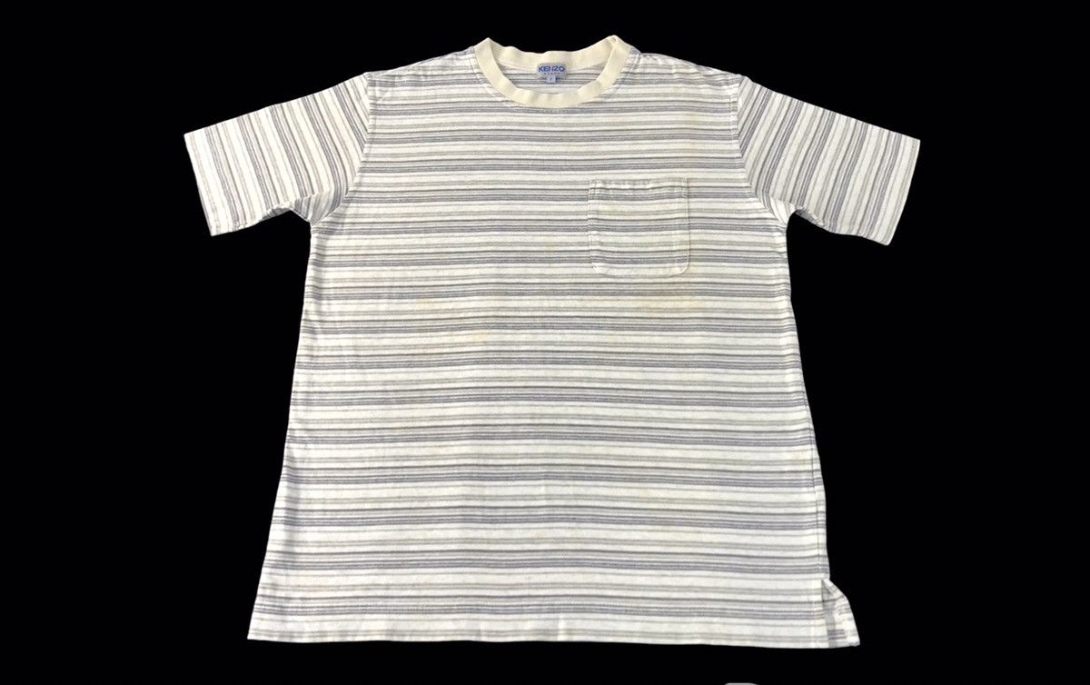 Kenzo 90s Kenzo Homme Horizontal Striped Single Pocket Printed Tee Size US M / EU 48-50 / 2 - 1 Thumbnail