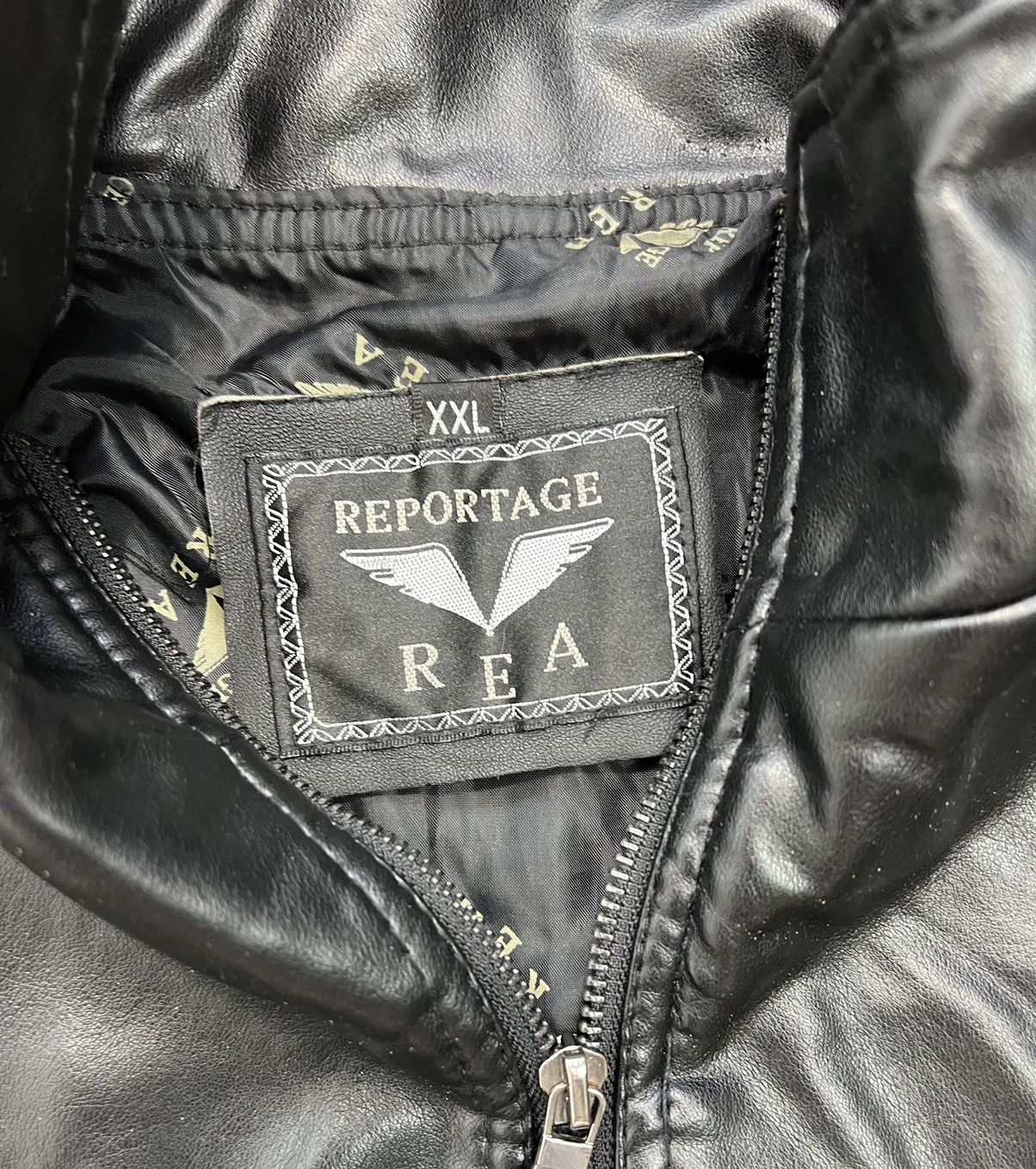 Vintage Leather Jacket Reportage REA Vintage Black Size US XL / EU 56 / 4 - 3 Thumbnail