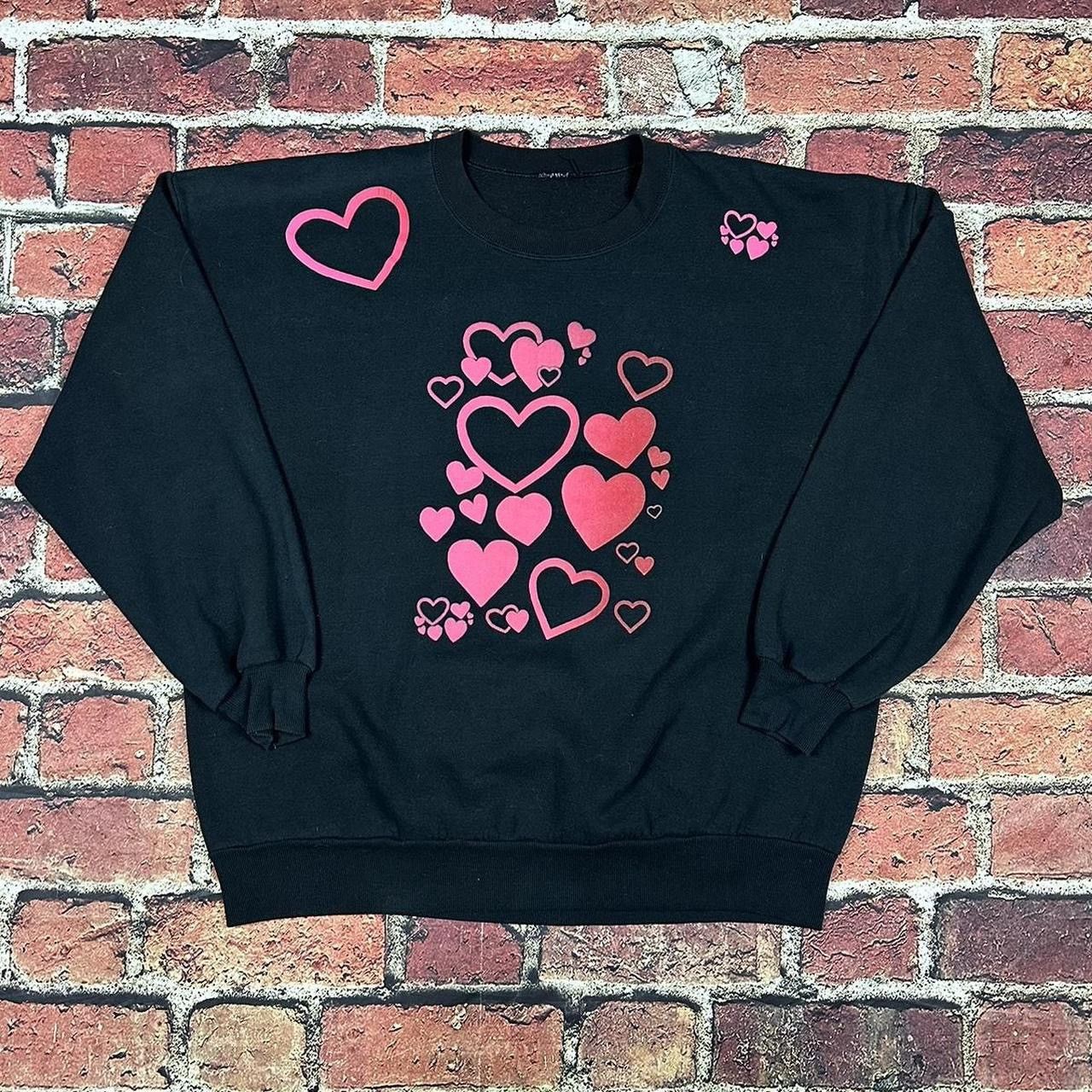 Vintage Vintage 90s Hearts Crewneck Sweatshirt All Over Print Size XL / US 12-14 / IT 48-50 - 1 Thumbnail