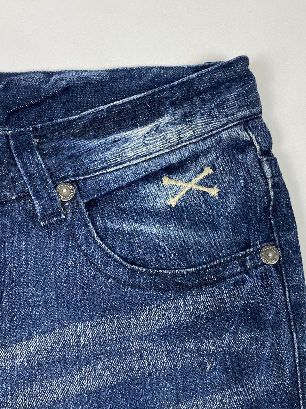 Vanson Leathers 💥rare💥 vanson embroidery skull washed jeans Size US 36 / EU 52 - 6 Thumbnail