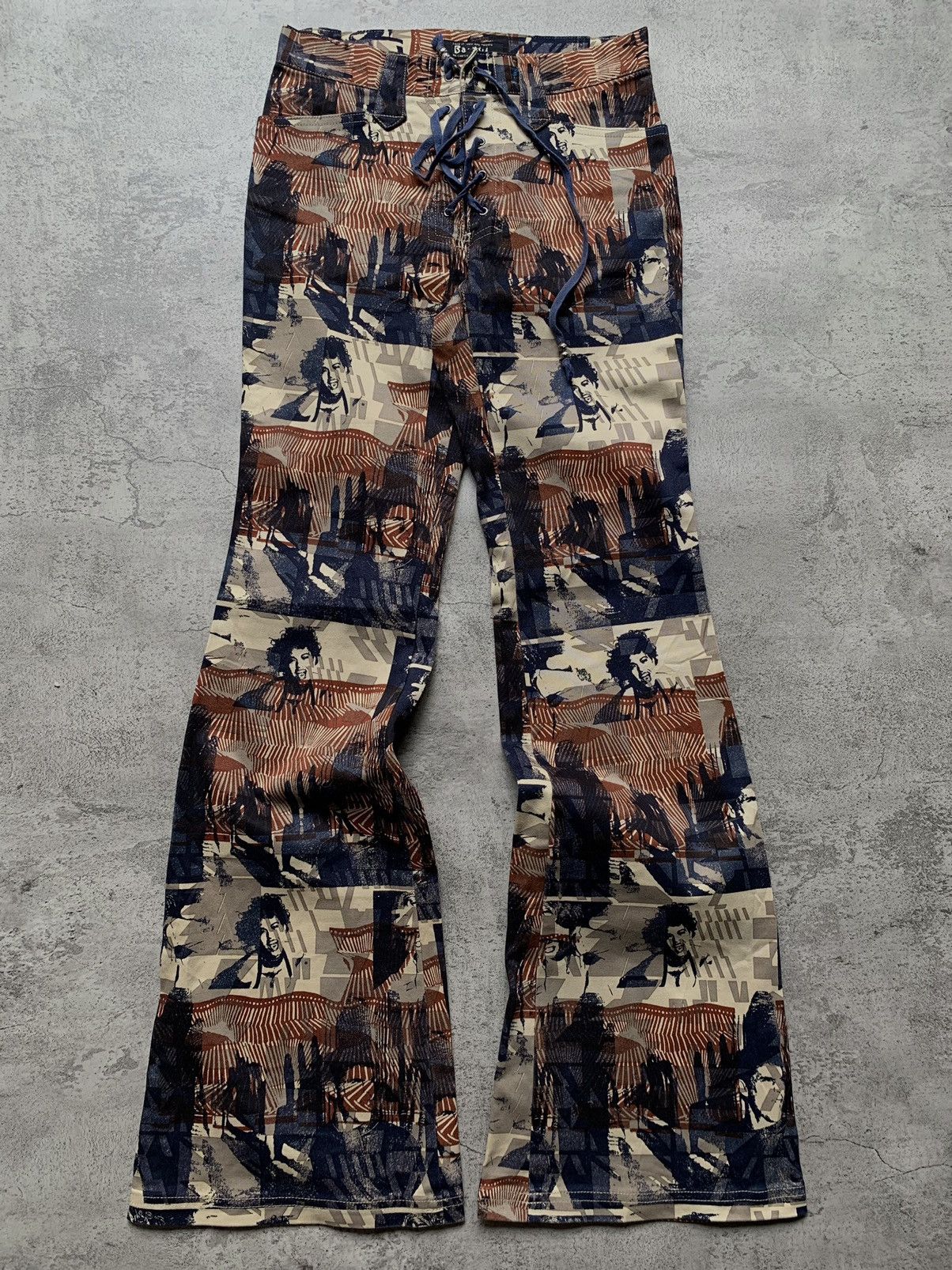 image of Le Grande Bleu L G B x Tornado Mart Ba-Tsu Lace-Up Flare Pants in Mix, Men's (Size 26)