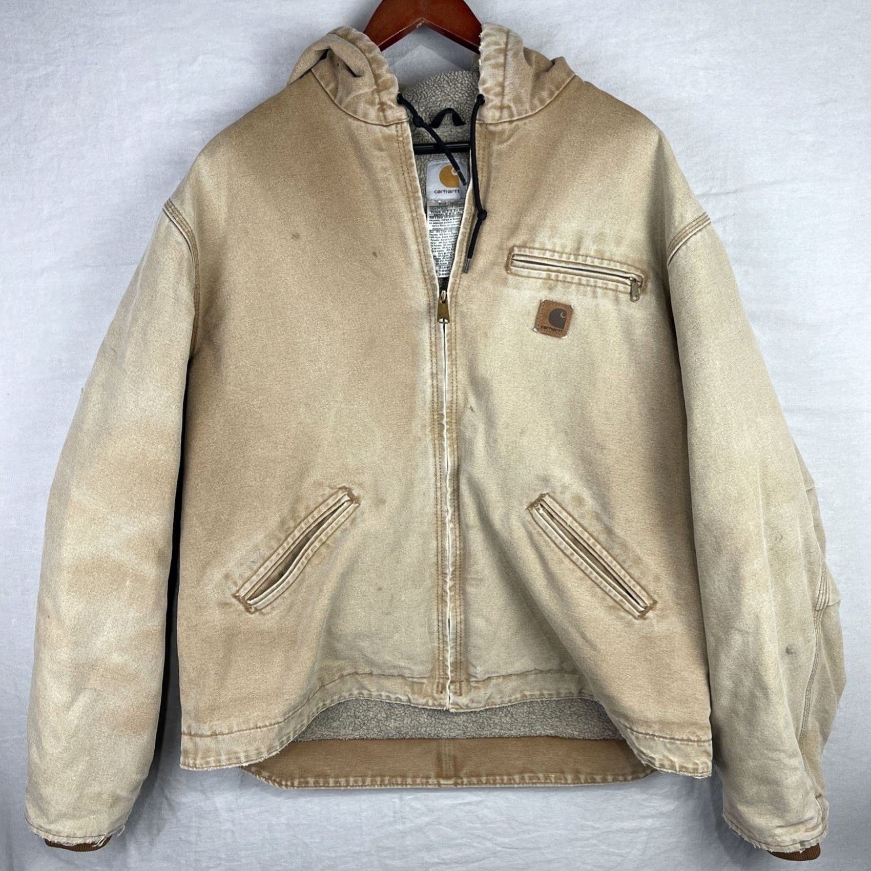 Carhartt VINTAGE Carhartt Jacket Mens XL Brown Sherpa Lined Hooded Coat Workwear Zip Up J141 BRN Size US XL / EU 56 / 4 - 2 Thumbnail