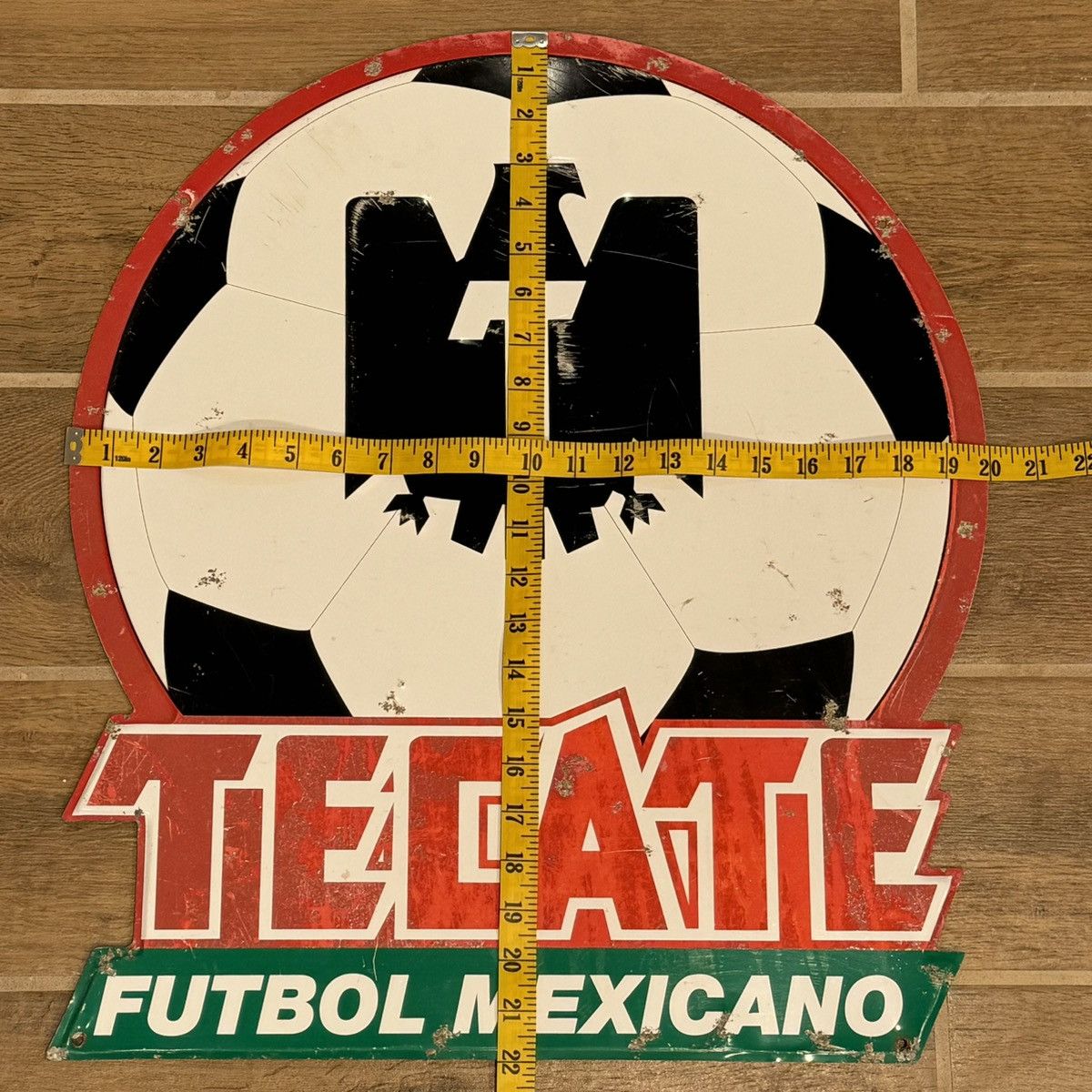 Tecate “Futbol Mexicano” 22x20in Tin Mexico Soccer Beer Sign