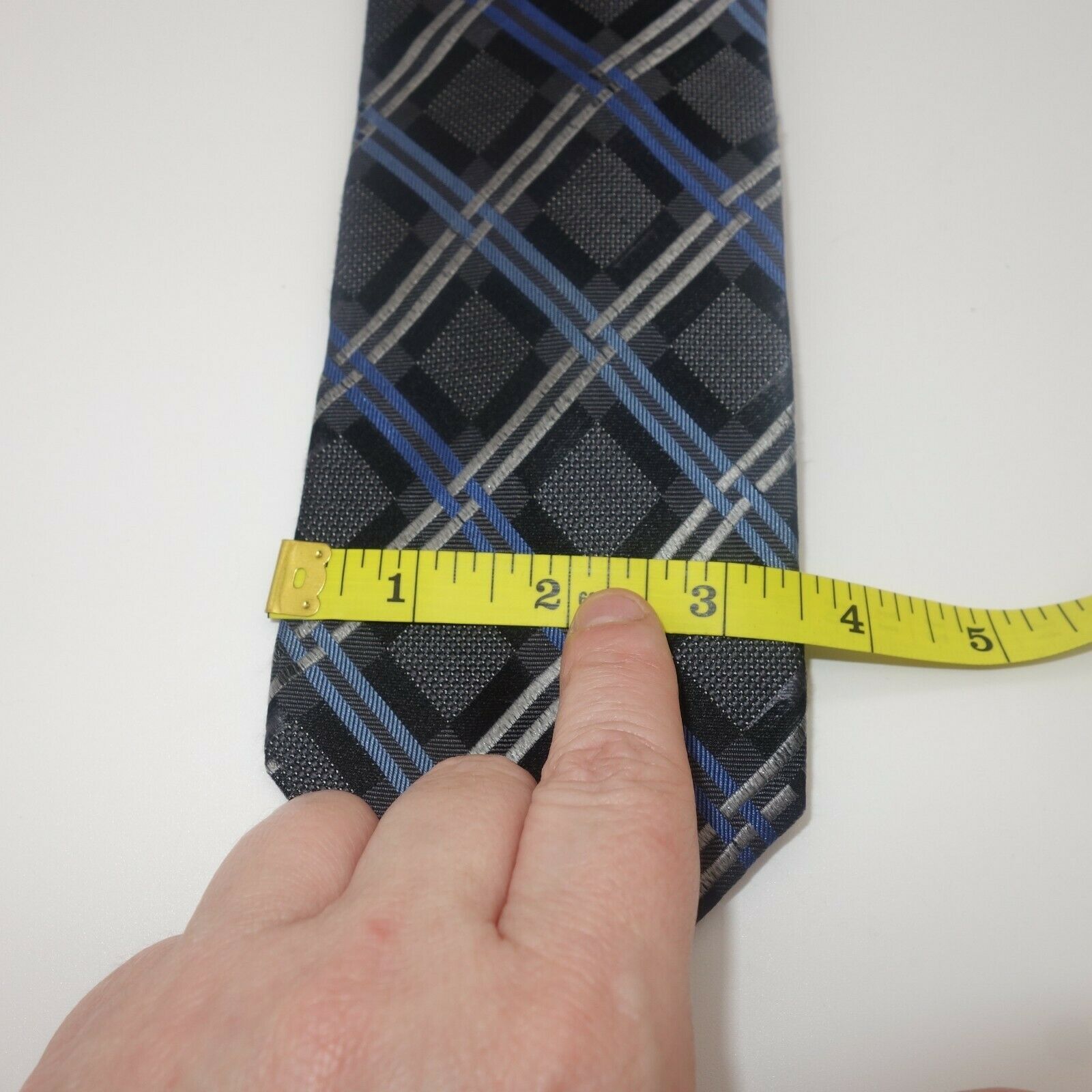 Michael Kors Michael Kors Classic Men's Tie Gray Windowpane Argyle Size ONE SIZE - 4 Thumbnail