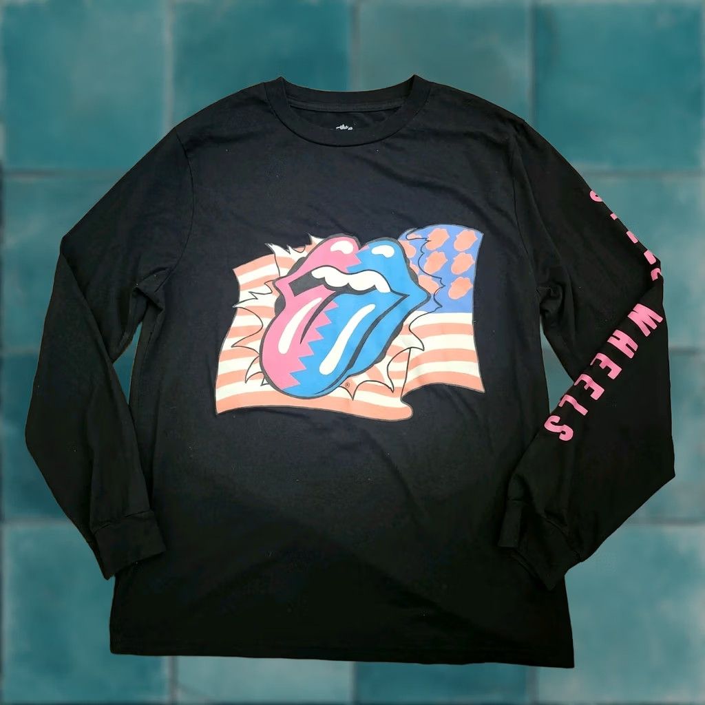 Vintage The Rolling Stones Steel Wheels Graphic T-shirt Men M Black Long Sleeve Crew Neck Logo Retro Band All Seasons Size US M / EU 48-50 / 2 - 1 Thumbnail