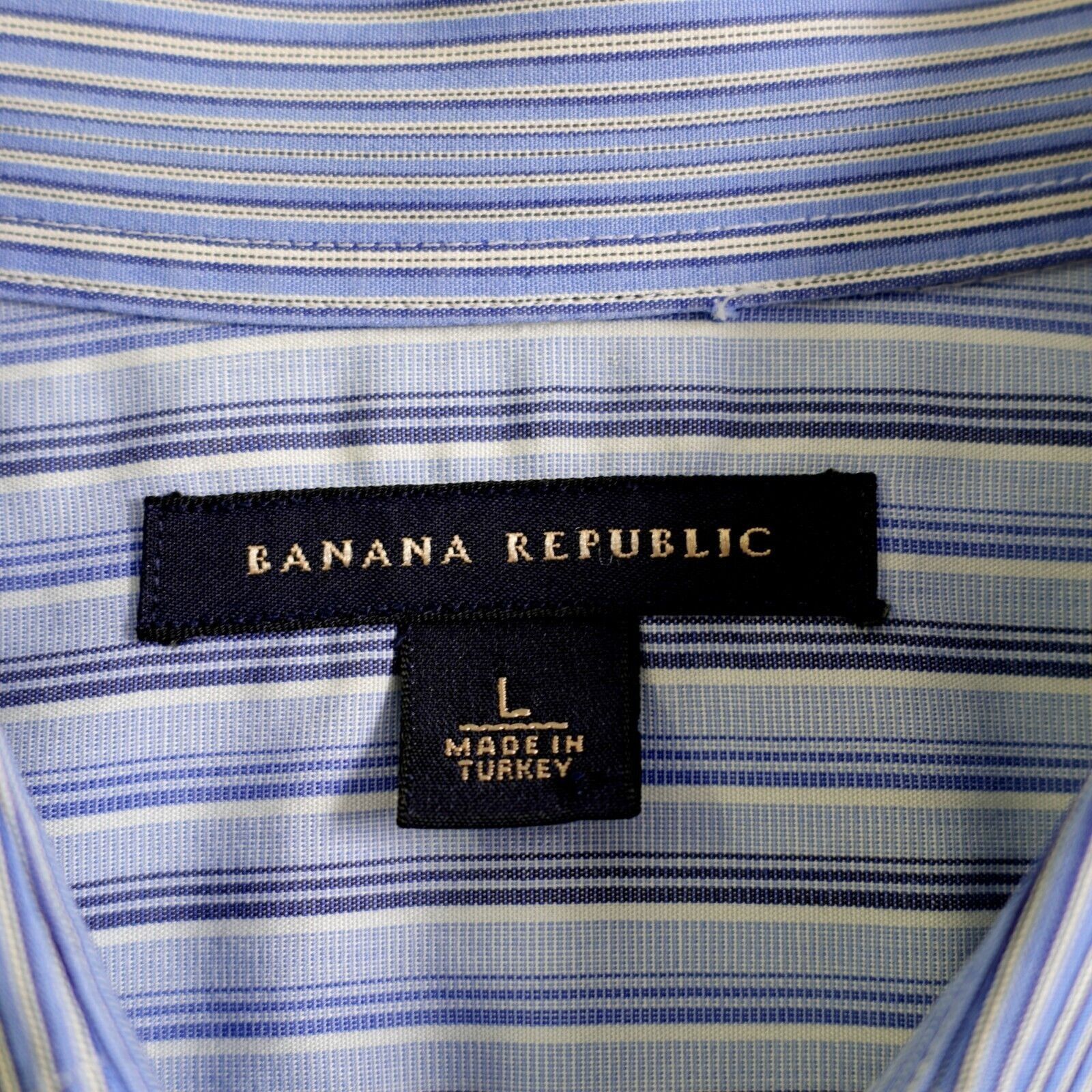 Banana Republic DAMAGED Banana Republic Blue Striped Large Pocket Button Fro Size US L / EU 52-54 / 3 - 8 Thumbnail