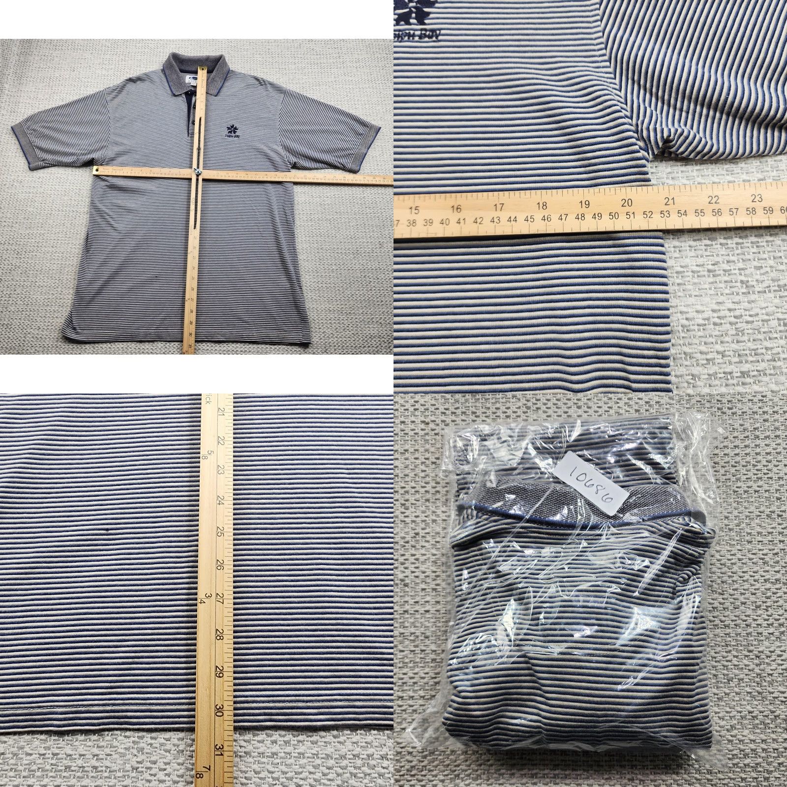 Vintage HALEY Polo Shirt Mens M Blue White Striped Poppy Bay Golf Embroidered USA Polo Shirt Mens Blue White Striped Size US M / EU 48-50 / 2 - 9 Thumbnail