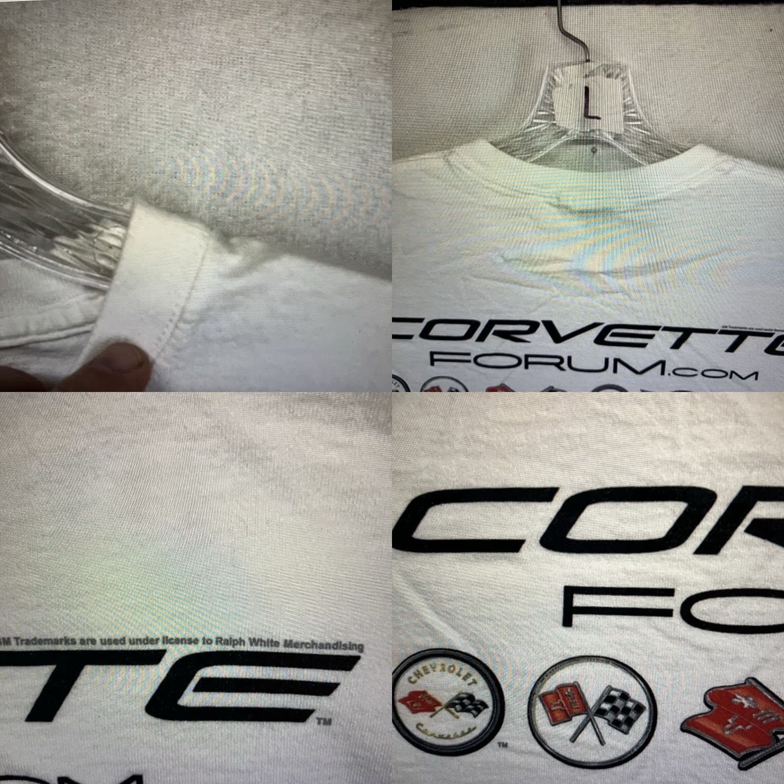 Fruit Of The Loom VINTAGE Corvette T-Shirt XL Men White 90s Cars Speed Racer Retro Y2K Cotton Logo Graphic Tee Size US XL / EU 56 / 4 - 8 Thumbnail