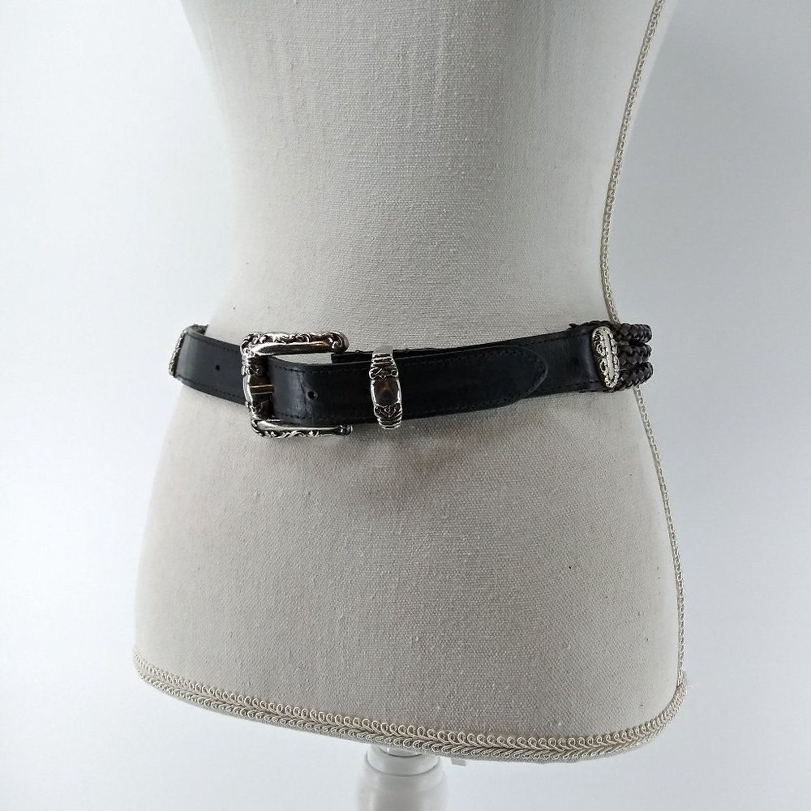 Vintage Women's Braided Triple Rope & Hardware Leather Belt S Size ONE SIZE - 13 Thumbnail