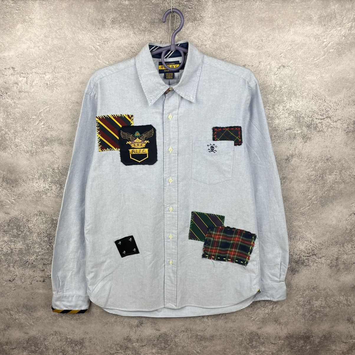 Polo Ralph Lauren Polo Ralph Lauren Rugby Patchwork Oxford Blue Shirt Size US M / EU 48-50 / 2 - 1 Thumbnail