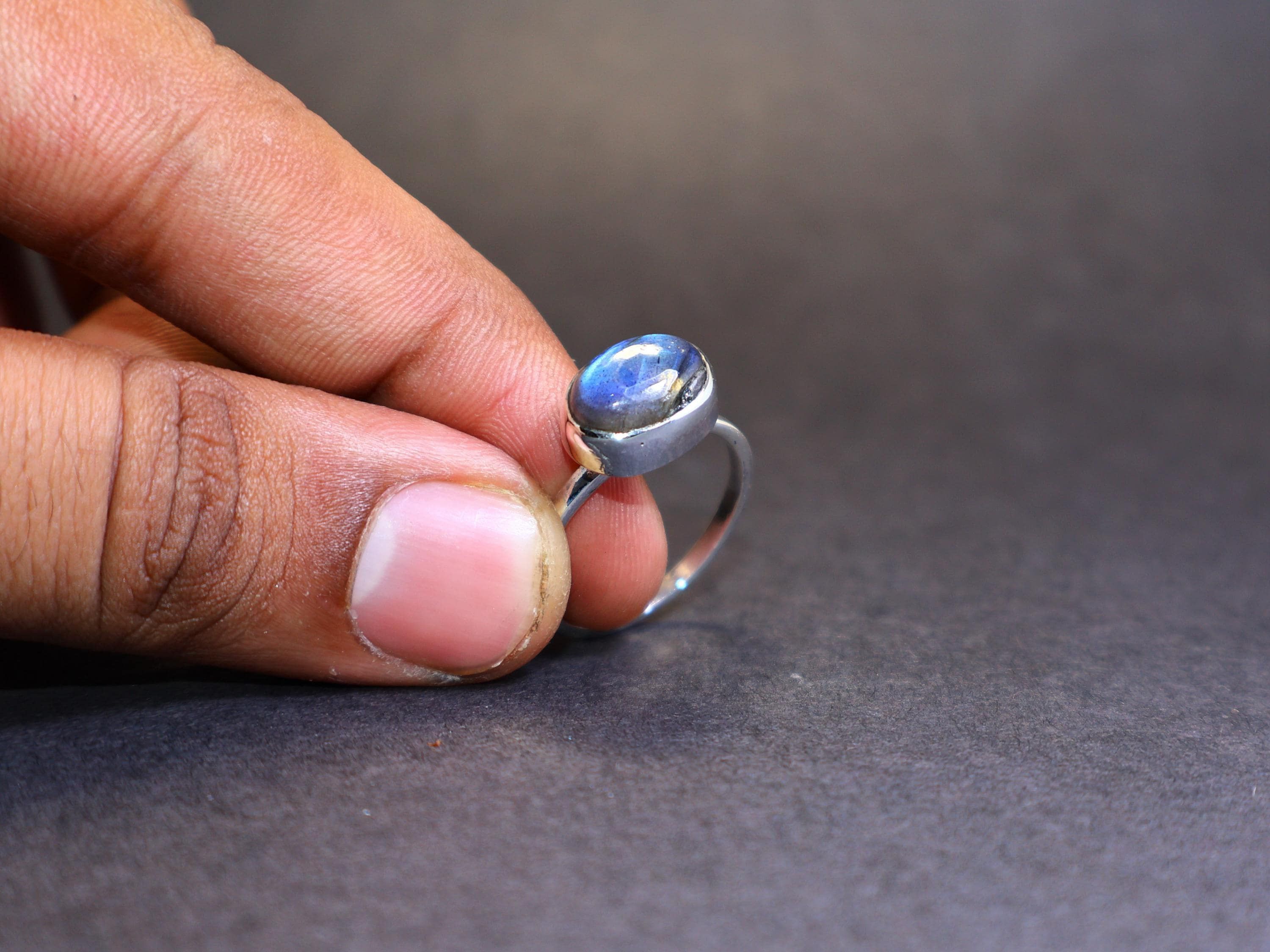 Handmade Labradorite Ring, 925 Sterling Silver Handmade Gemstone Ring Size ONE SIZE - 7 Thumbnail