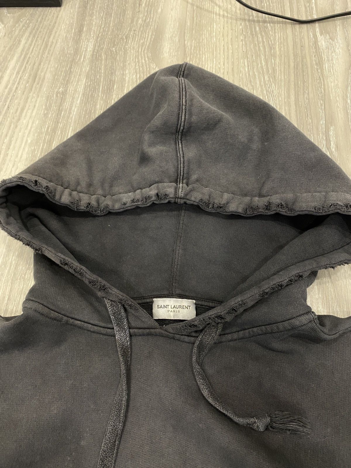 Saint Laurent Paris Saint Laurent Hedi Slimane Logo Hoodie Distressing Size US M / EU 48-50 / 2 - 4 Thumbnail