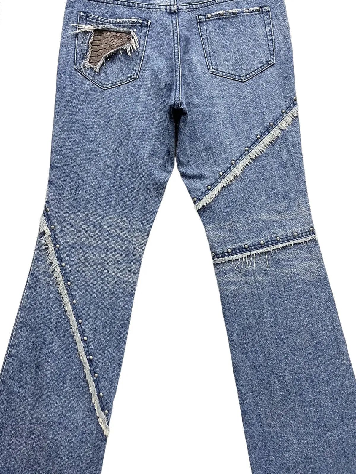 5351 POUR LES HOMMES × ABAHOUSE × Designer STEALS💥VINTAGE 5351 HOMMES Distressed Spliced Studded Flare Size US 31 - 15 Thumbnail