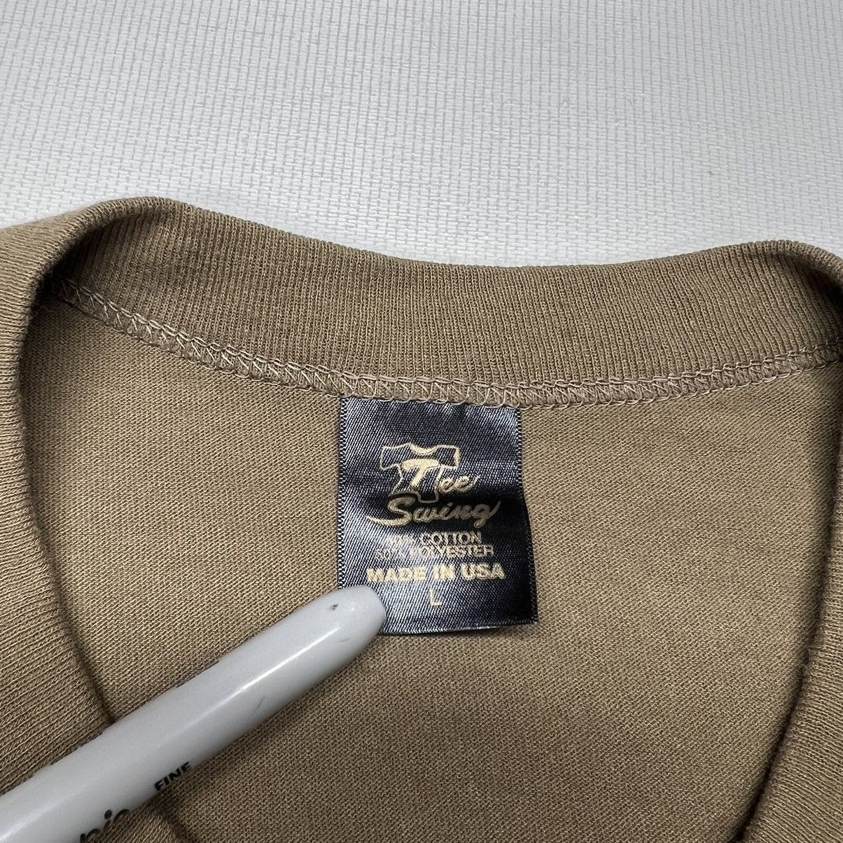 Vintage Surplus Tee Shirt Brown Military Gear Gun Flag Single Stitch Size US L / EU 52-54 / 3 - 7 Thumbnail