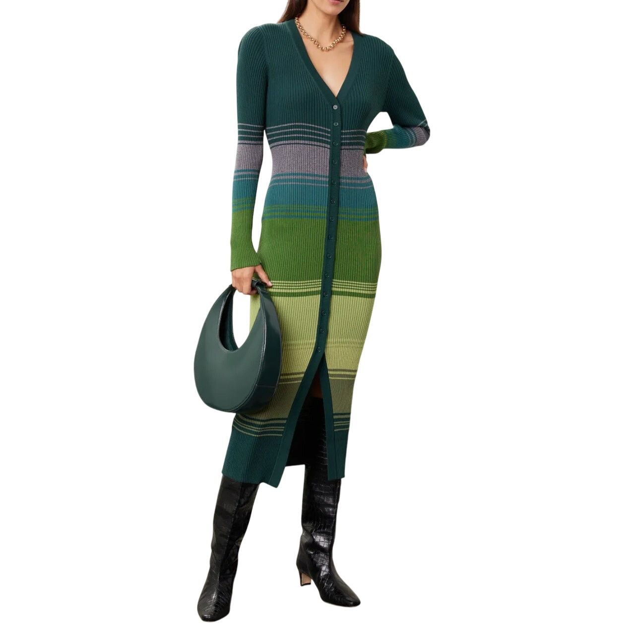 Staud STAUD Pine Forest Shoko Dress in Green, Size M Size M / US 6-8 / IT 42-44 - 2 Thumbnail