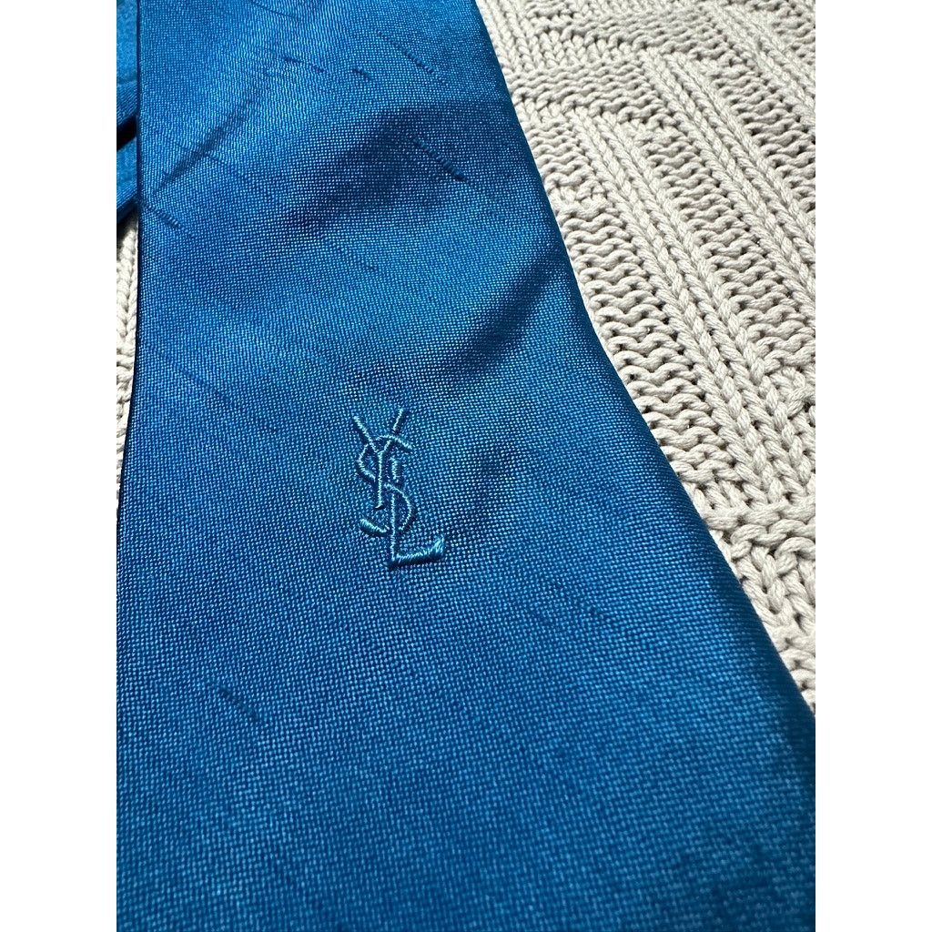 Yves Saint Laurent Vintage YSL peacock blue silk tie Size ONE SIZE - 2 Thumbnail
