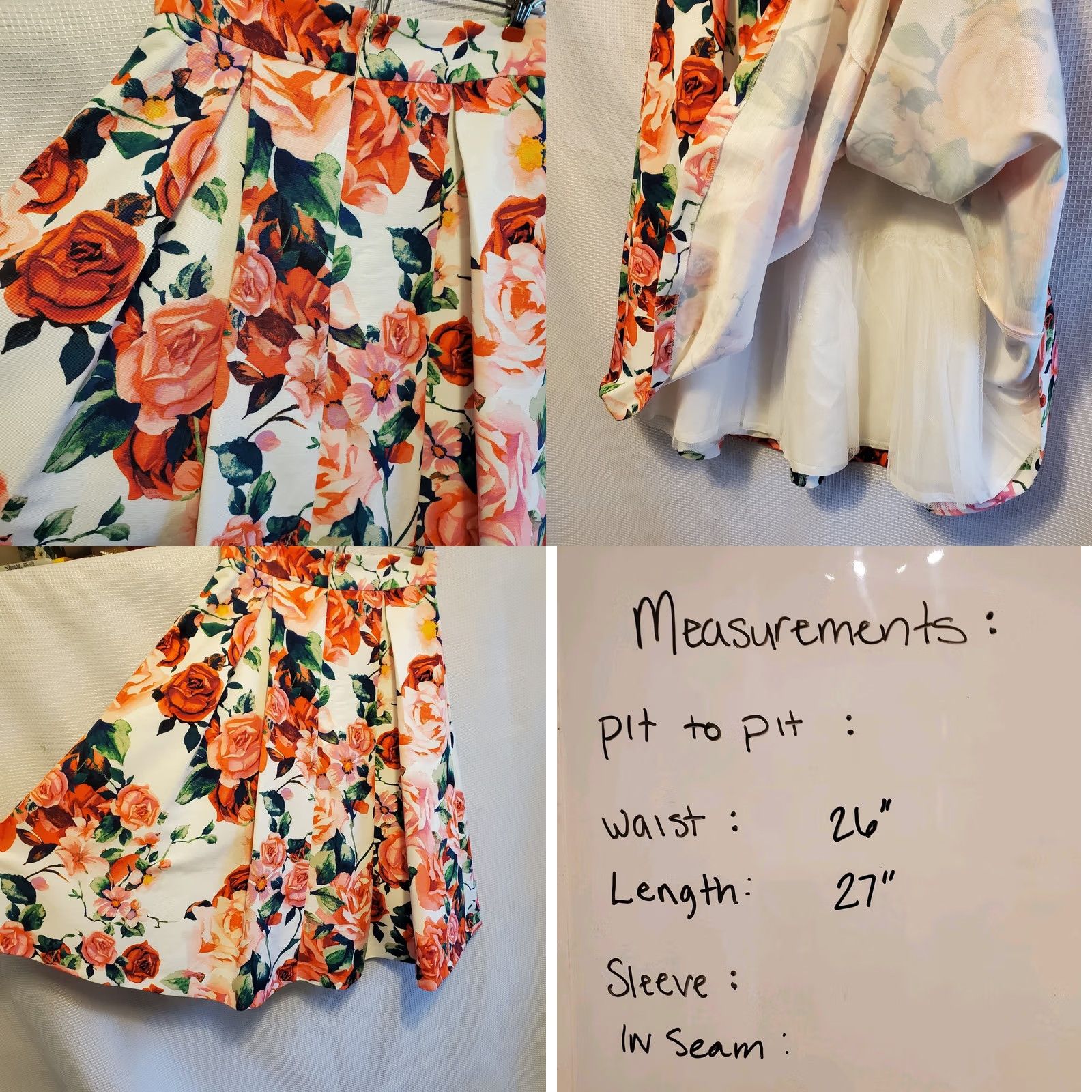 Vintage VINTAGE Eliza J Floral Midi Flounce Party Skirt Jacquard Roses Tulle Underlay Sz 4 Size 27" / US 4 / IT 40 - 8 Thumbnail