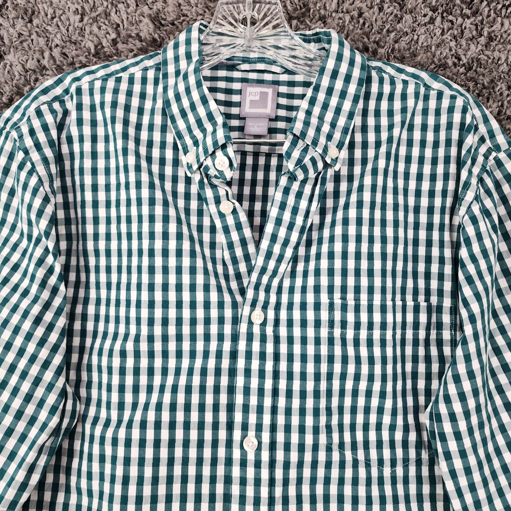 Penn J.C. Penney Green Plaid Long Sleeve Button Up Shirt Adult Large Mens Size US L / EU 52-54 / 3 - 3 Thumbnail