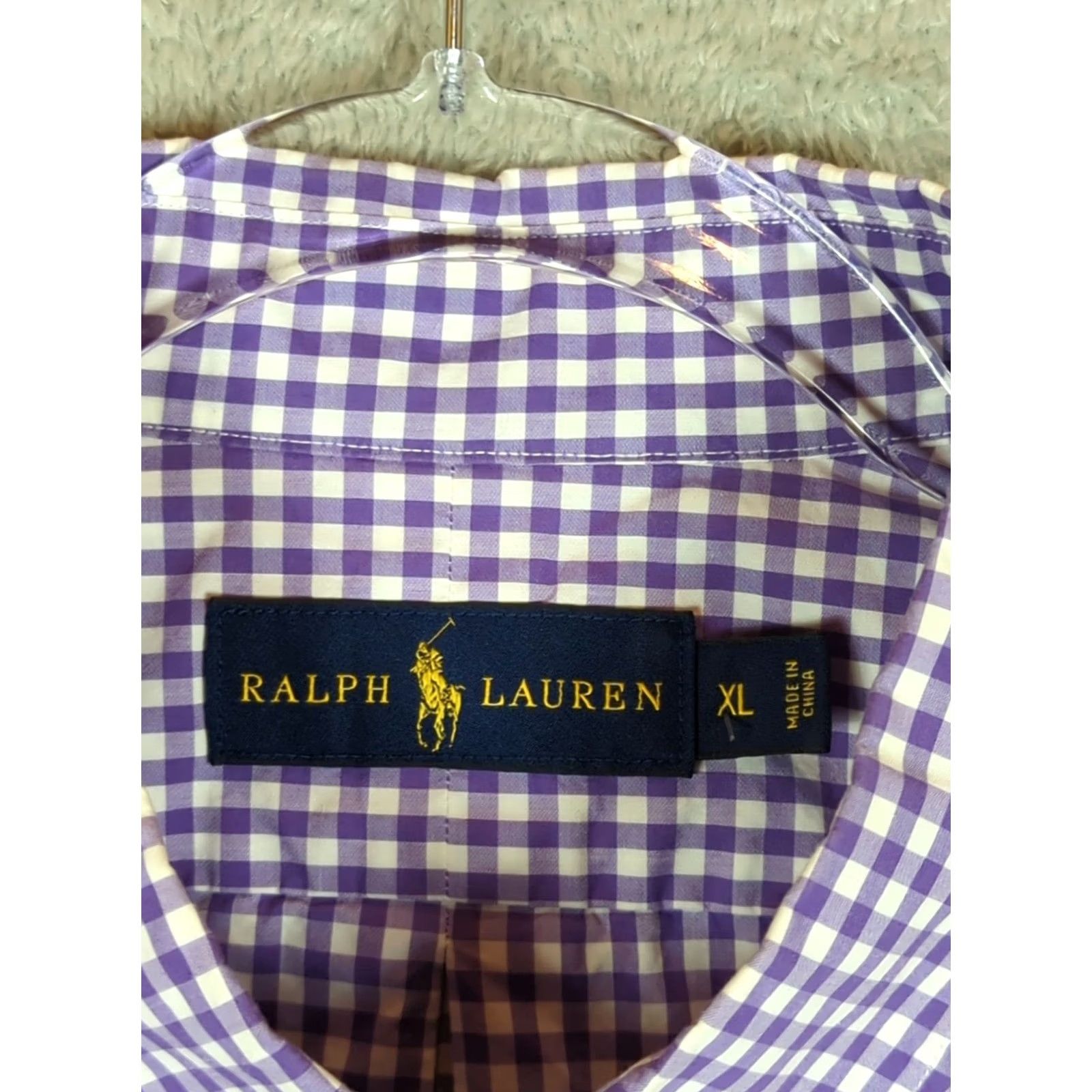 Polo Ralph Lauren Polo Ralph Lauren Shirt Mens XL Purple Gingham Button-Up Long Sleeve with Pony Logo Embroidered Pocket Classic Fit Size US XL / EU 56 / 4 - 7 Thumbnail