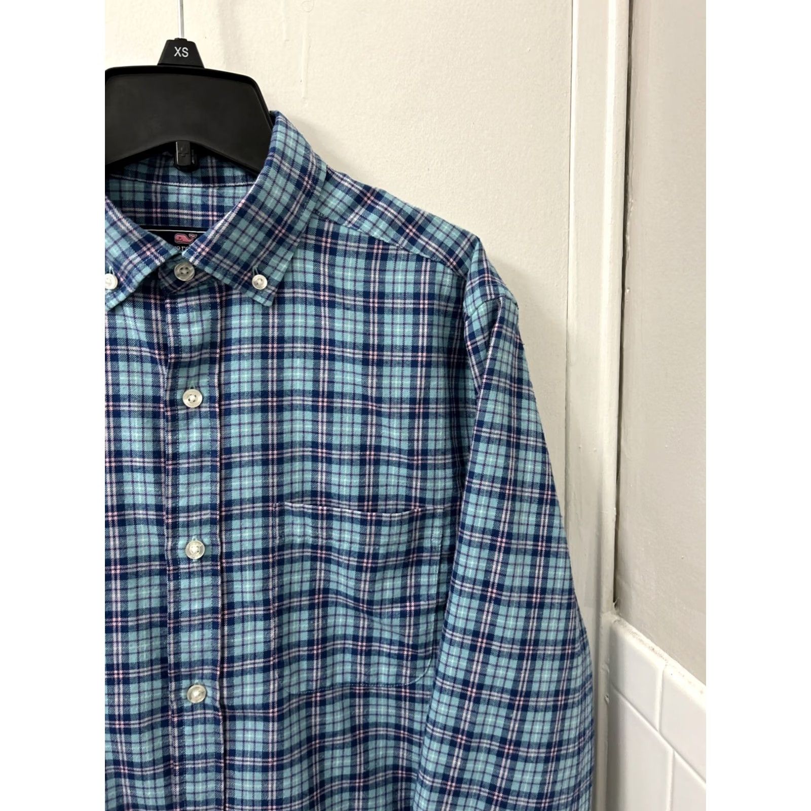Vineyard Vines Vineyard Vines Performance Shirt Mens S Blue Pink Plaid Classic Fit Murray L/S Size US S / EU 44-46 / 1 - 4 Thumbnail