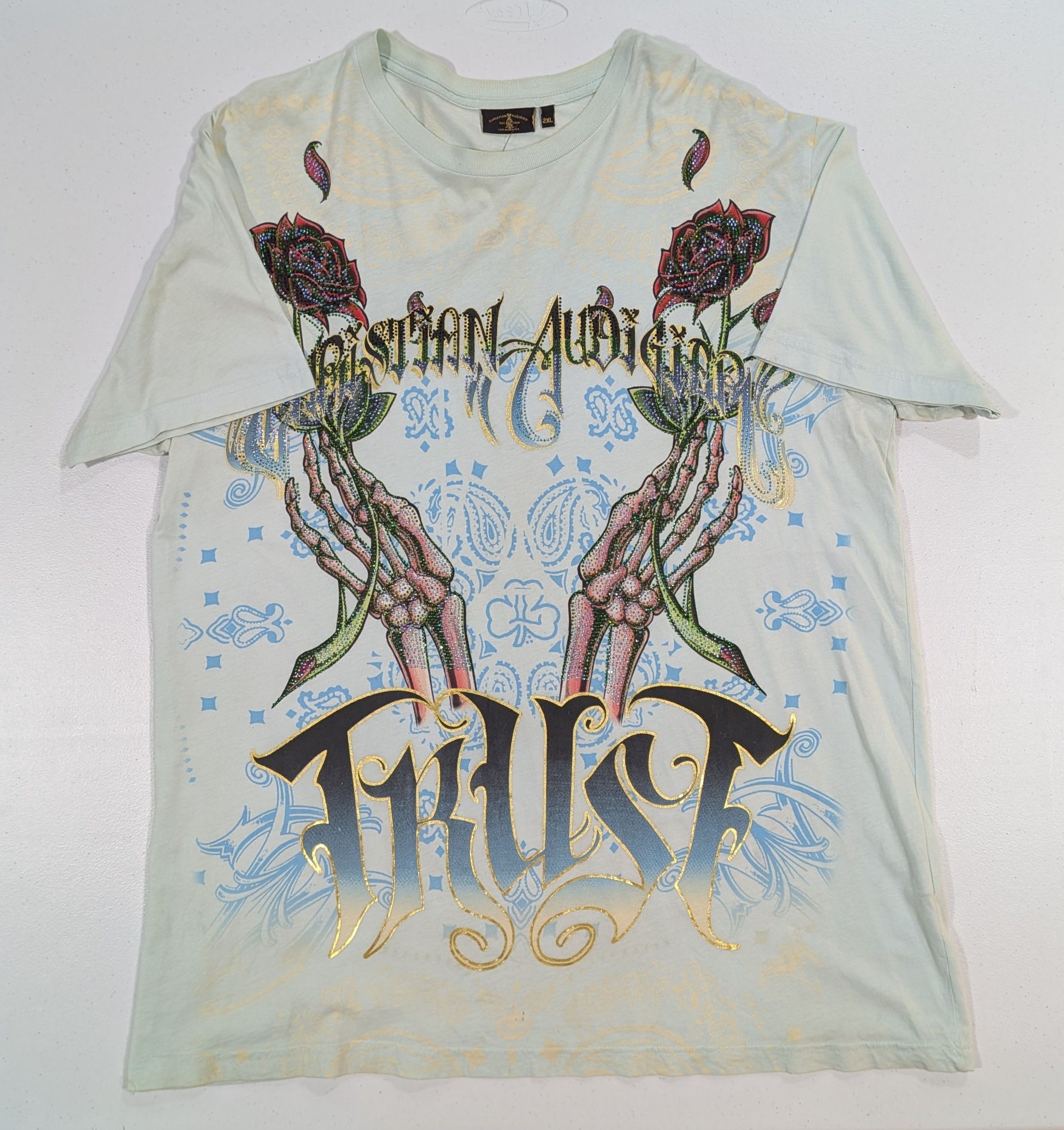 Christian Audigier Vtg Christian Audigier Bling Los Angeles Graphic Tee Size US XXL / EU 58 / 5 - 1 Thumbnail