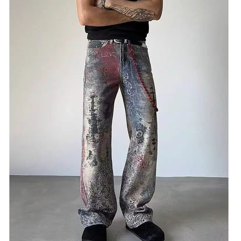 Japanese Brand Digital Print Deconstructed Casual Jeans Size US 32 / EU 48 - 5 Thumbnail
