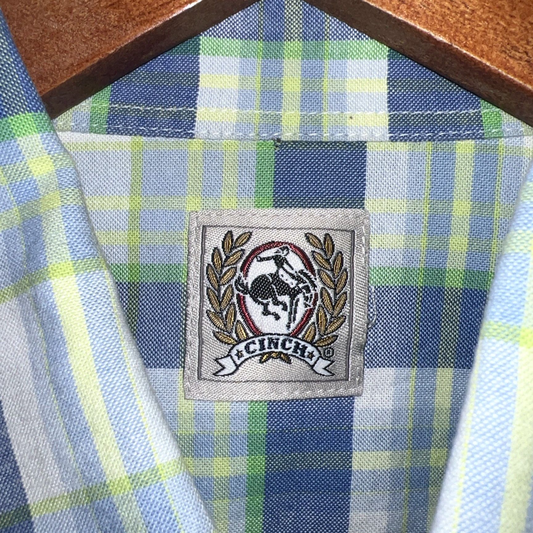Vintage Cinch Plaid Button-Up Shirt Mens XL Blue Green Pattern Long Sleeve Size XL Size US XL / EU 56 / 4 - 3 Thumbnail