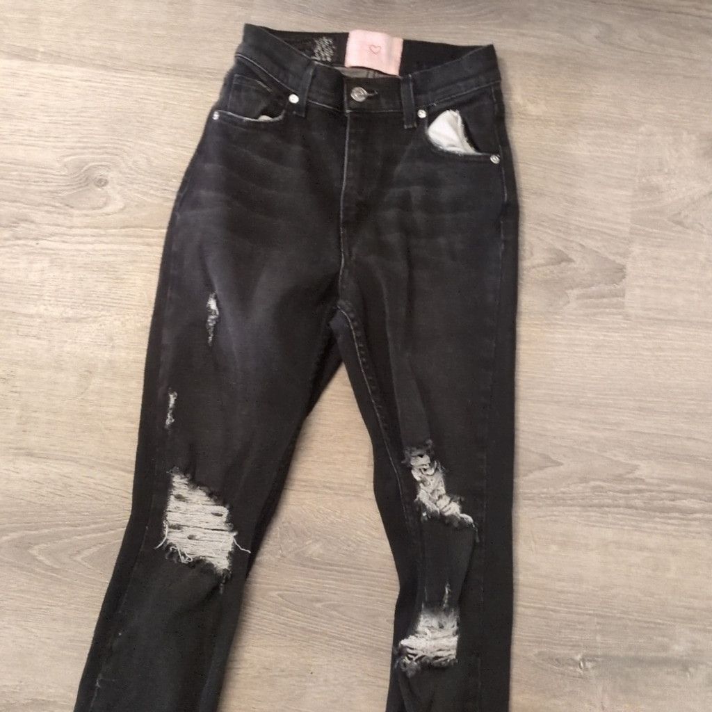 Other Revice black distressed skinny jeans size 25 Size 25" / US 0 / IT 36 - 2 Thumbnail