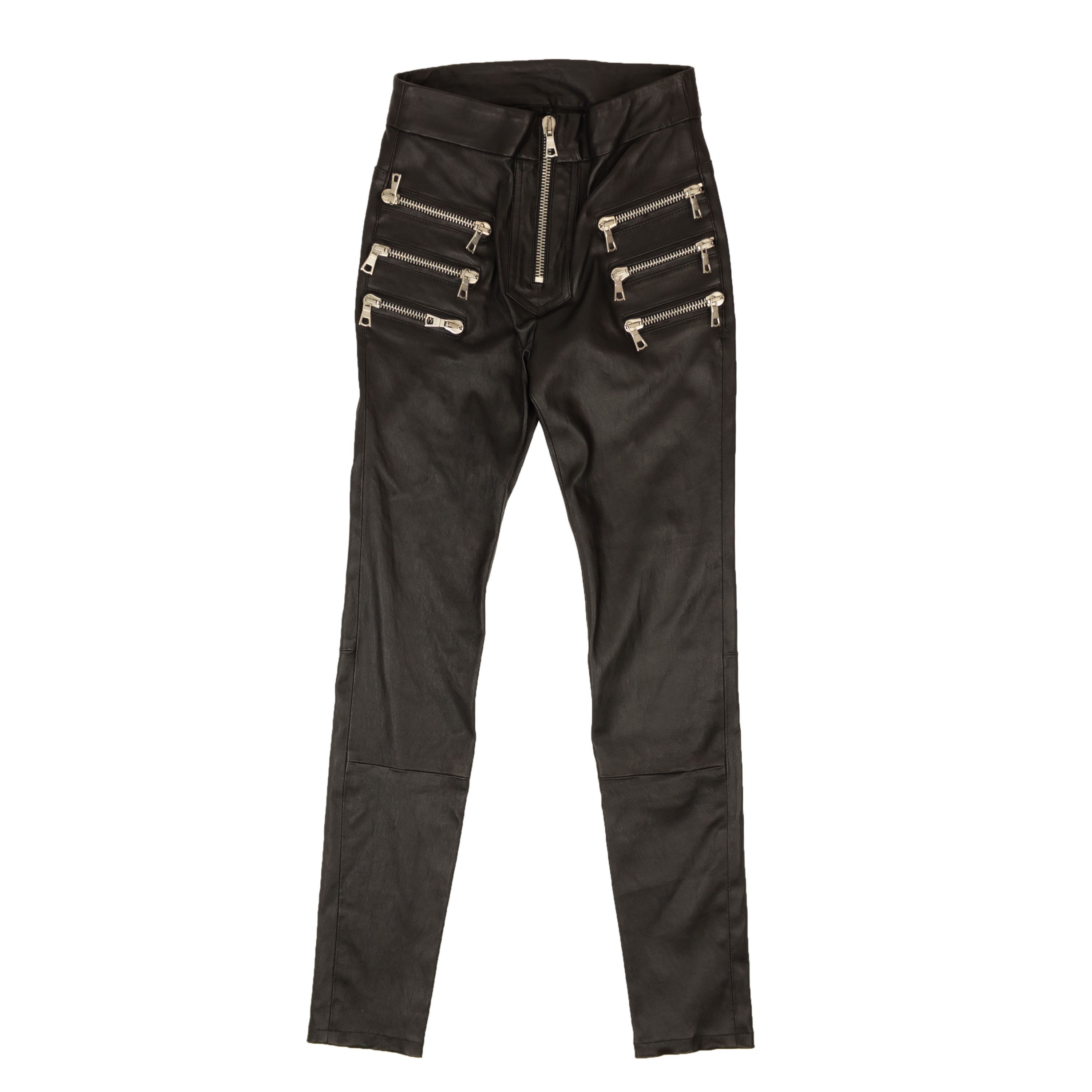 image of Unravel Project Black Skinny Leather Zipper Pants Size 26, Women's