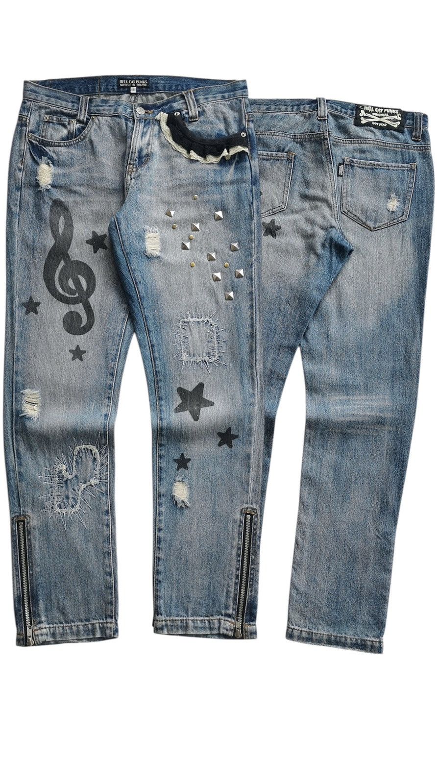 Seditionaries Hell Cat Punks Treble Clef Pyramid Stud Zipper Jean Vivienne Size 30" / US 8 / IT 44 - 16 Thumbnail