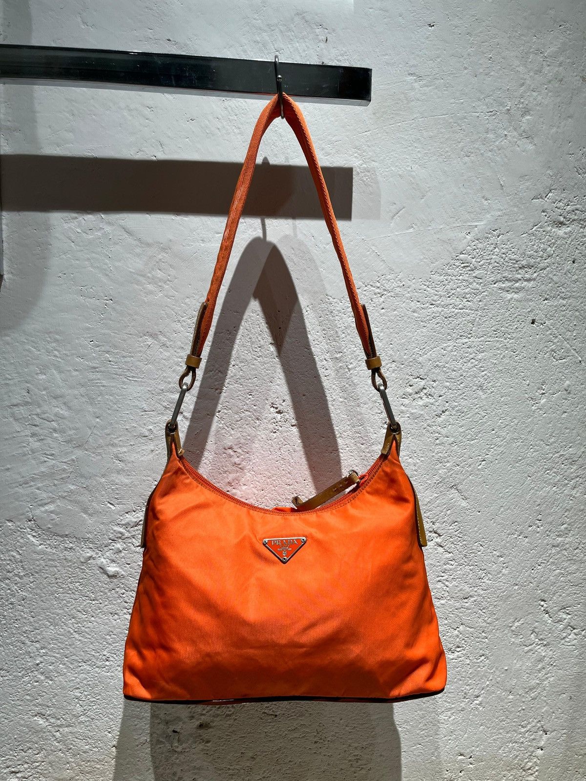 Prada Hobo Orange Shoulder Bag, Women's