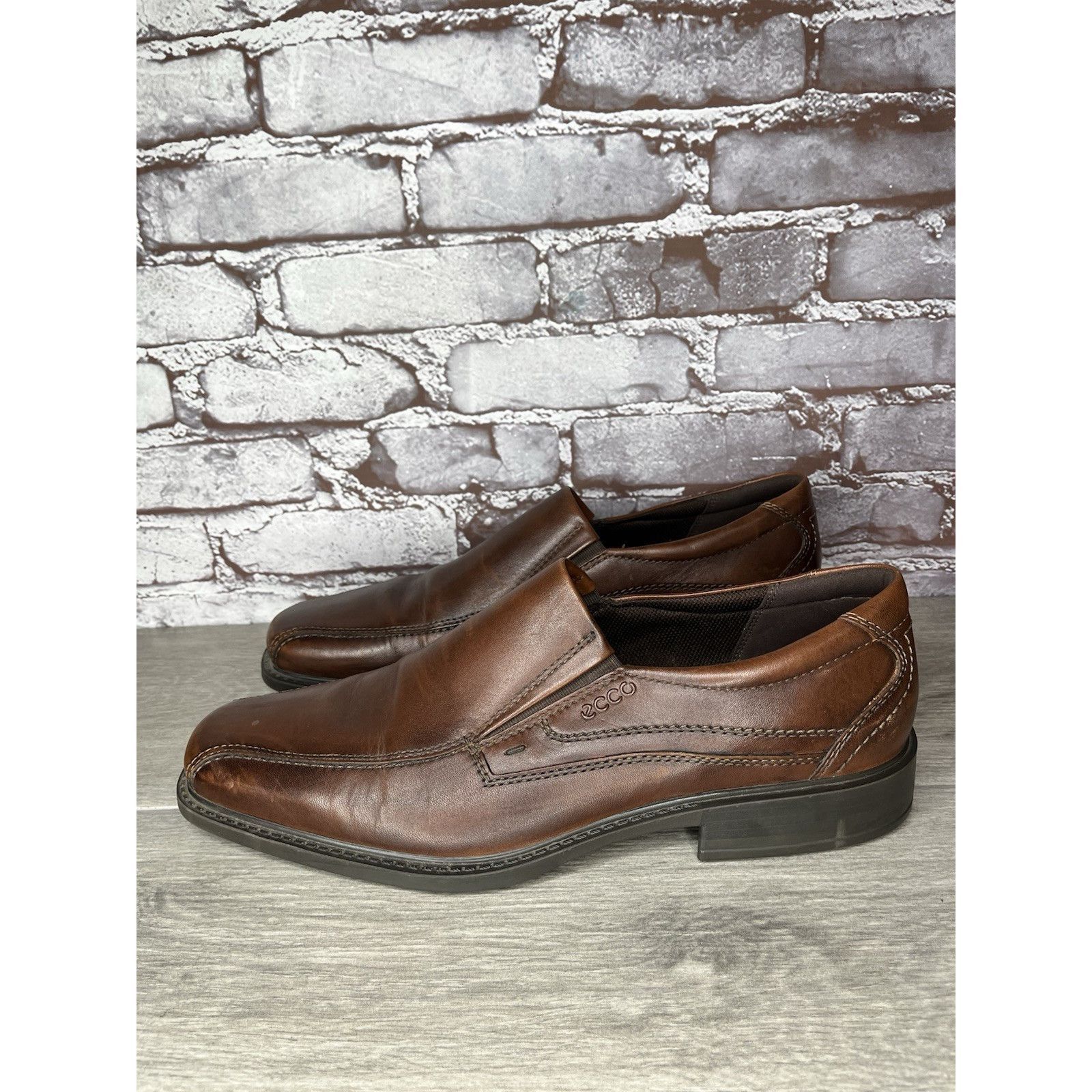 Ecco ECCO Brown Leather Slip On Casual Loafers Comfort Shoes Men Size US 14 / EU 47 - 13 Thumbnail