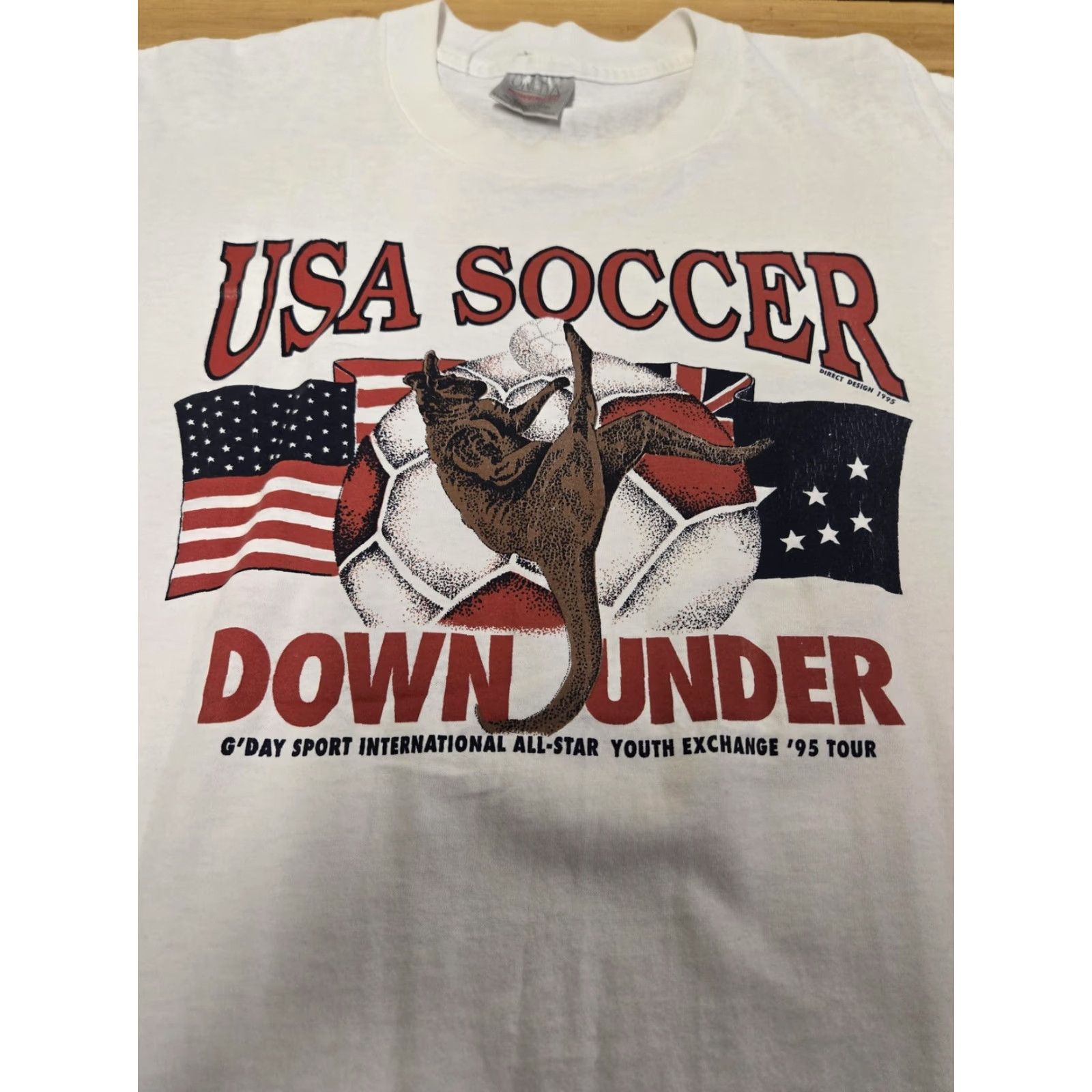 Vintage VINTAGE Oneita USA Soccer Shirt Mens Large Down Under 95 Tour Graphic Kangaroo 90s Size US L / EU 52-54 / 3 - 2 Thumbnail
