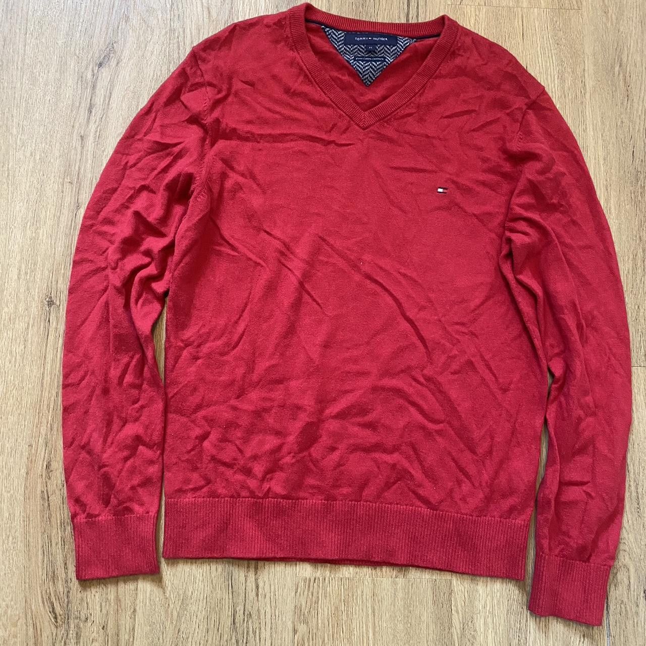 Tommy Hilfiger Red Tommy Hilfiger V neck jumper Classy Old Money Size US M / EU 48-50 / 2 - 1 Thumbnail