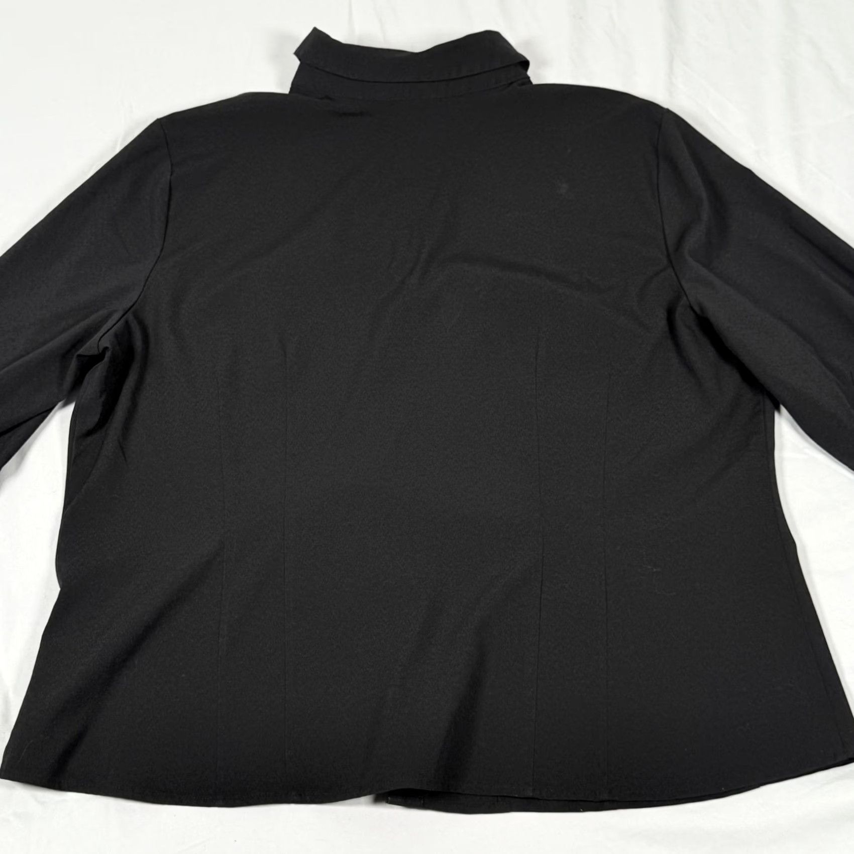 Style & Co Whimsygoth Blouse Style & Co 18W Black Stretch Button-Up 3/4 Sleeve Women's Plus Size Workwear Shirt Size XXL / US 16-18 / IT 52-54 - 6 Thumbnail