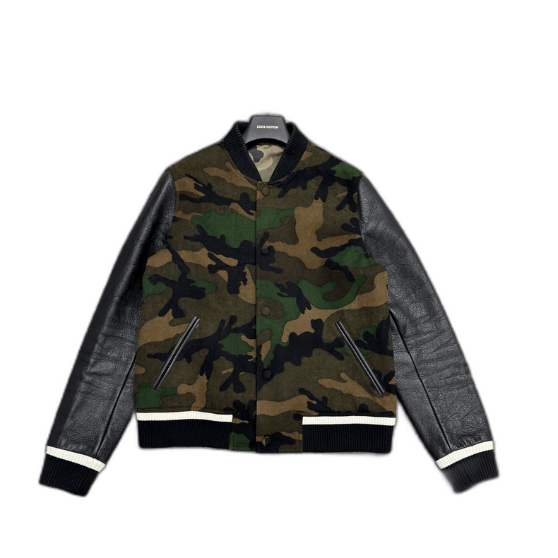 Valentino camouflage leather sleeve jacket