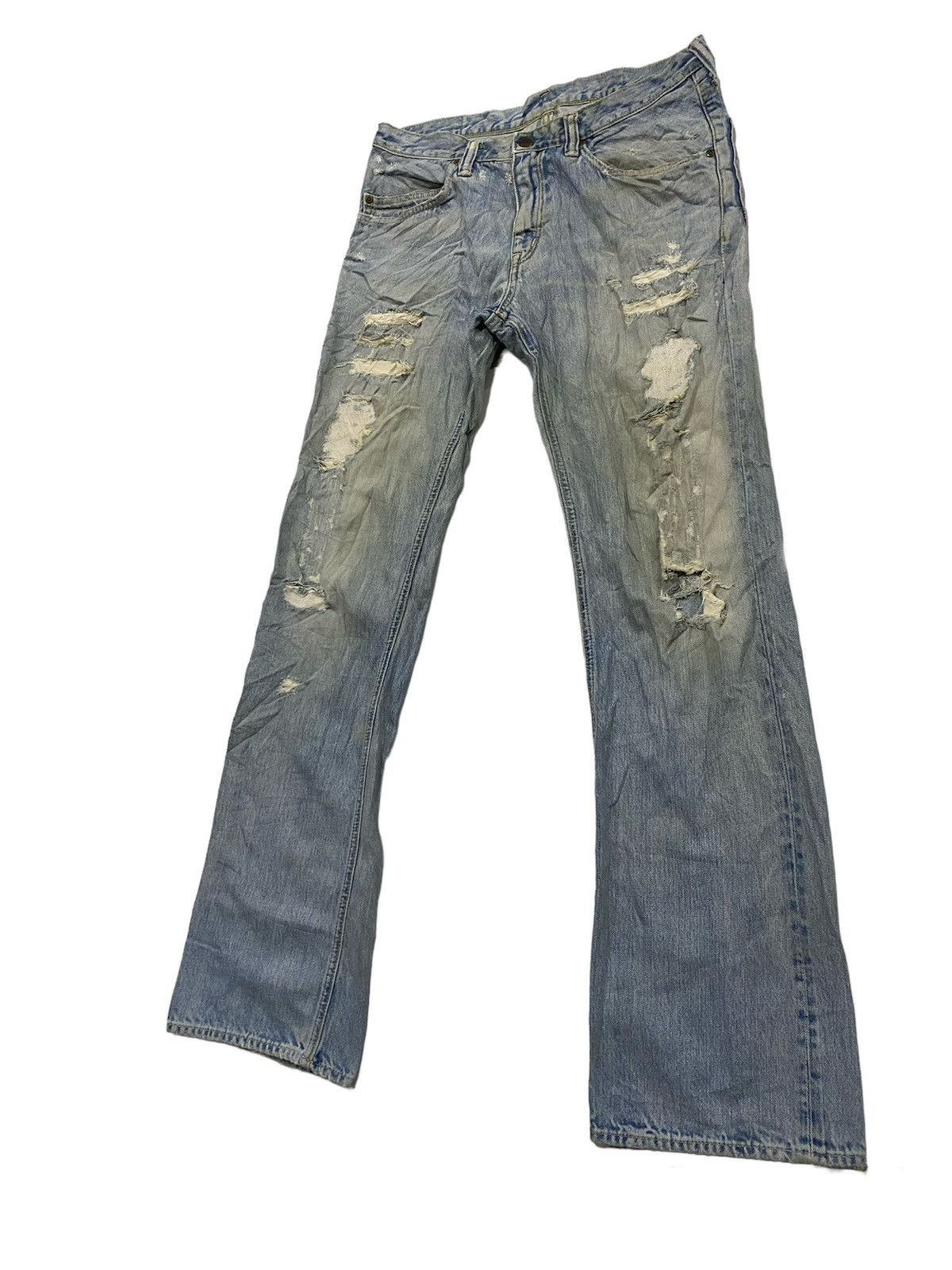 Blue Blue Japan SUPER DESTROYED DENIM PANTS BLUE-BLUE JAPAN FLARE TYPE Size US 31 - 2 Thumbnail