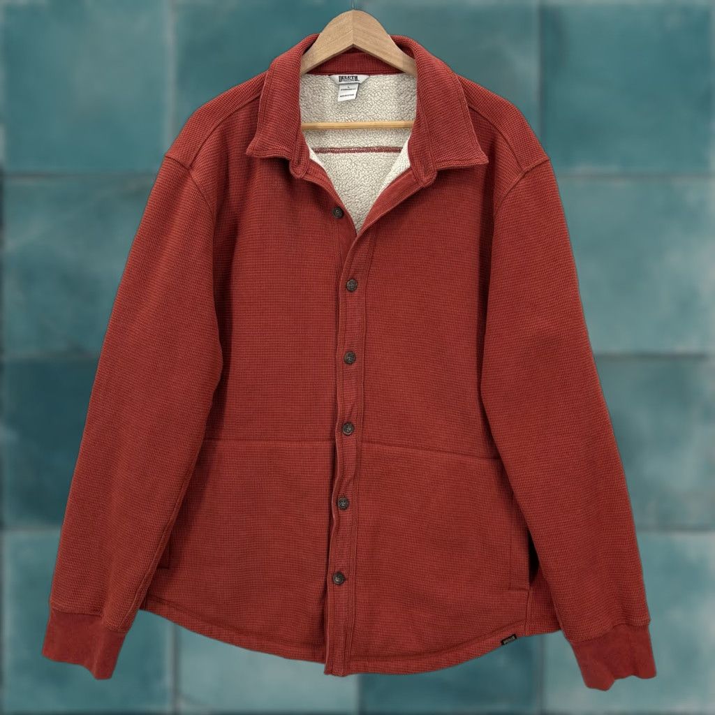 Duluth Trading Company Duluth Burly Thermal Sherpa-Lined Standard Fit Shirt Jac Mens Large Red Workwear Size US L / EU 52-54 / 3 - 1 Thumbnail