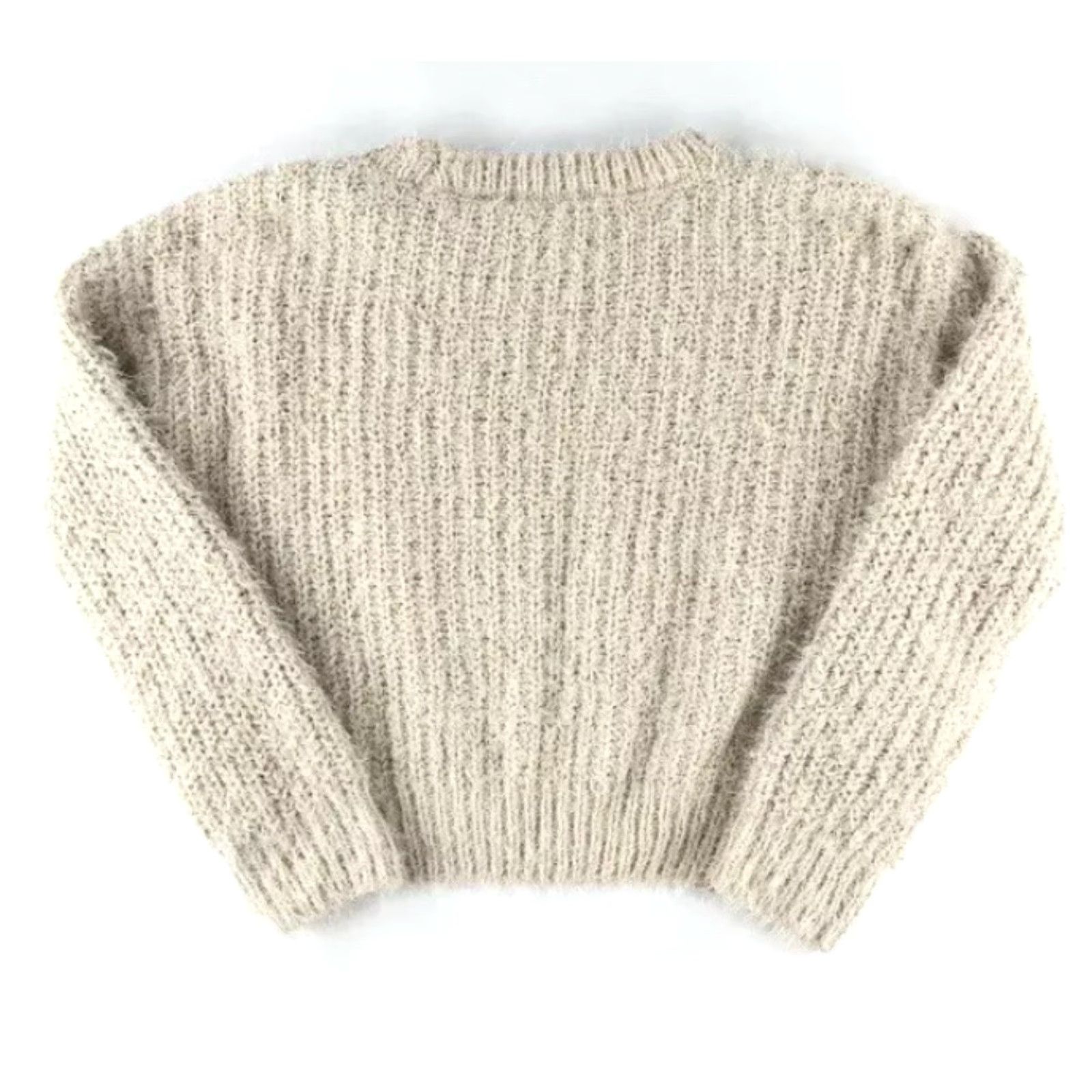 Vintage Candie’sFW Fuzzy Cropped Long Sleeve Knit Seater Pink L Womens Pullover Crew Neck Stylish Lightweight Size L / US 10 / IT 46 - 3 Thumbnail