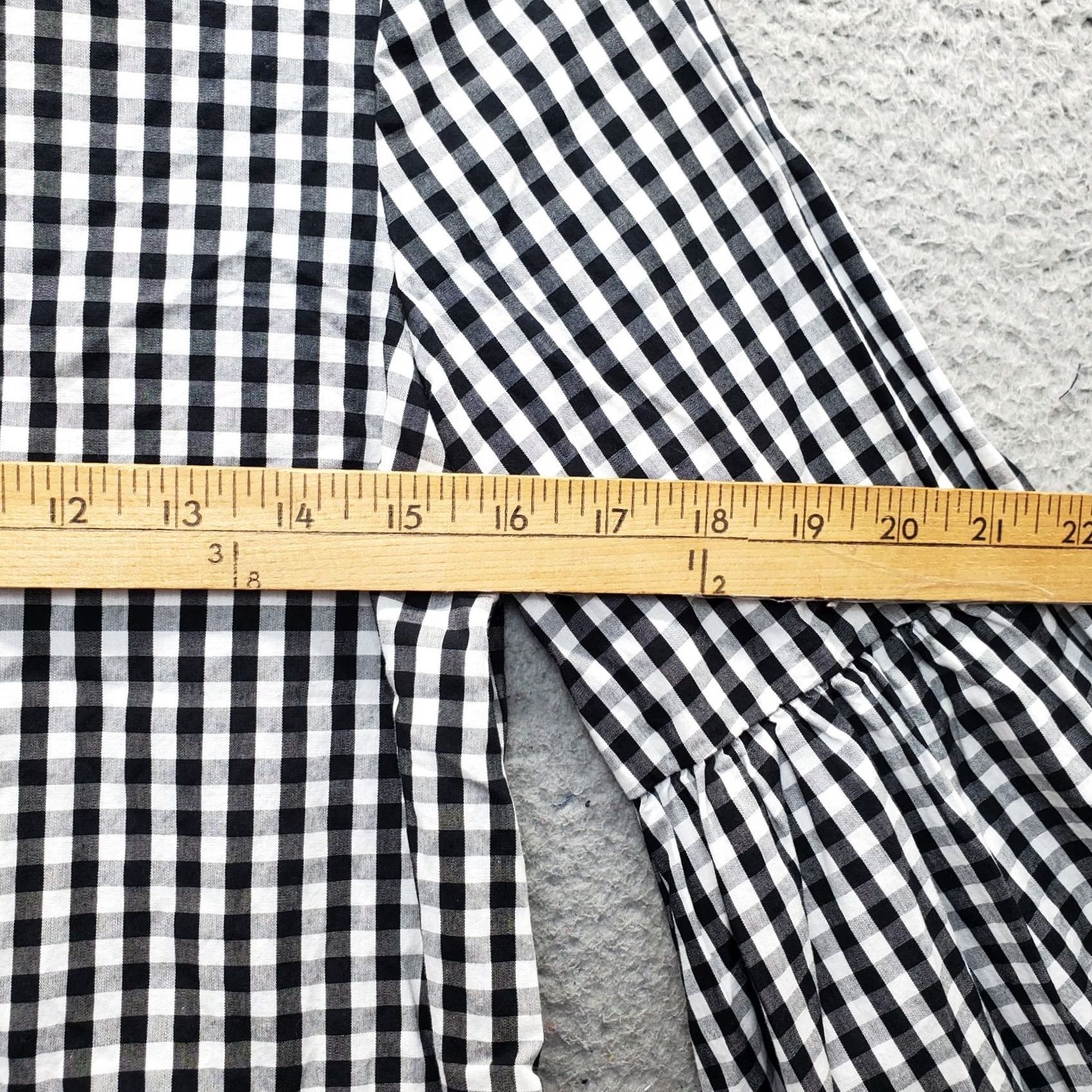 Bell WHO WHAT WEAR Blouse Womens XS Multicolor Gingham Check Bell Sleeve Ruffle Hem Blouse Womens XS Multicolor Check Bell Sleeve Hem Size XS / US 0-2 / IT 36-38 - 5 Thumbnail